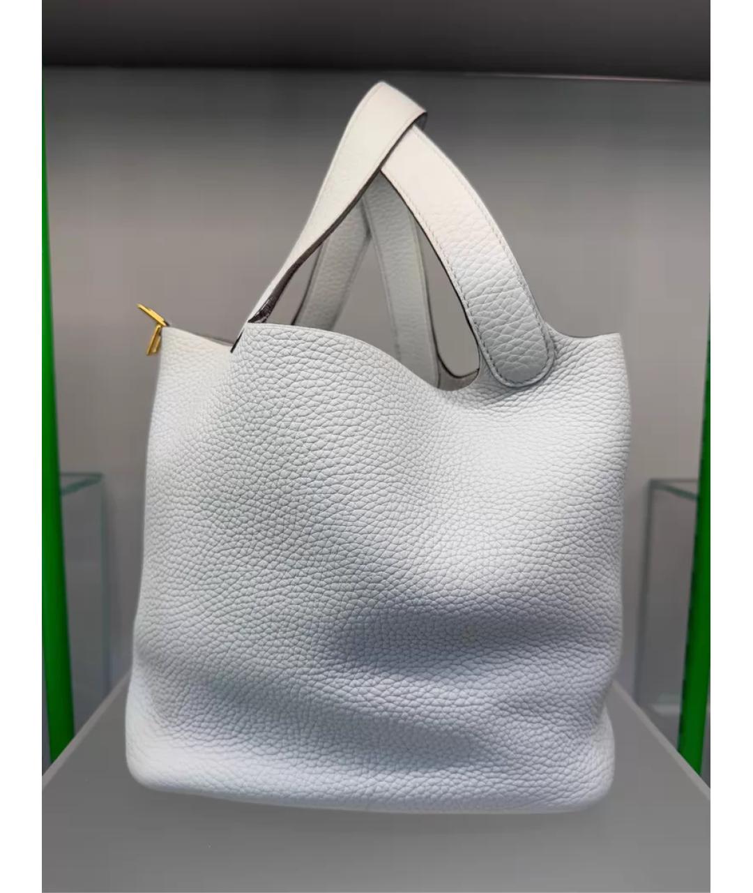 HERMES Белая кожаная сумка с короткими ручками, фото 5