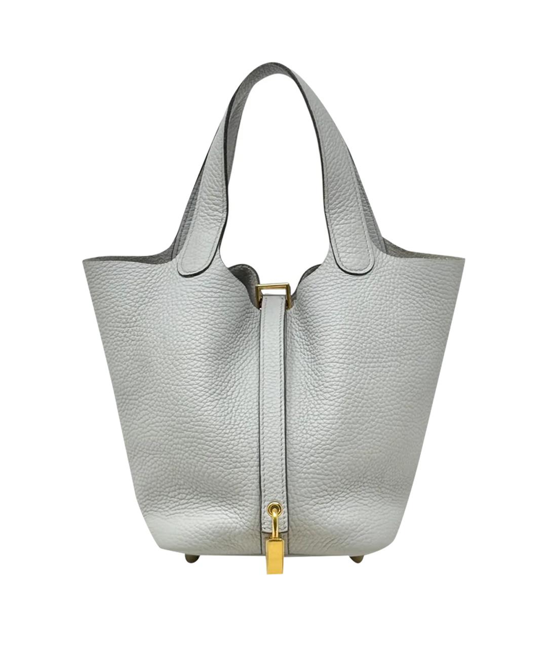 HERMES Белая кожаная сумка с короткими ручками, фото 1