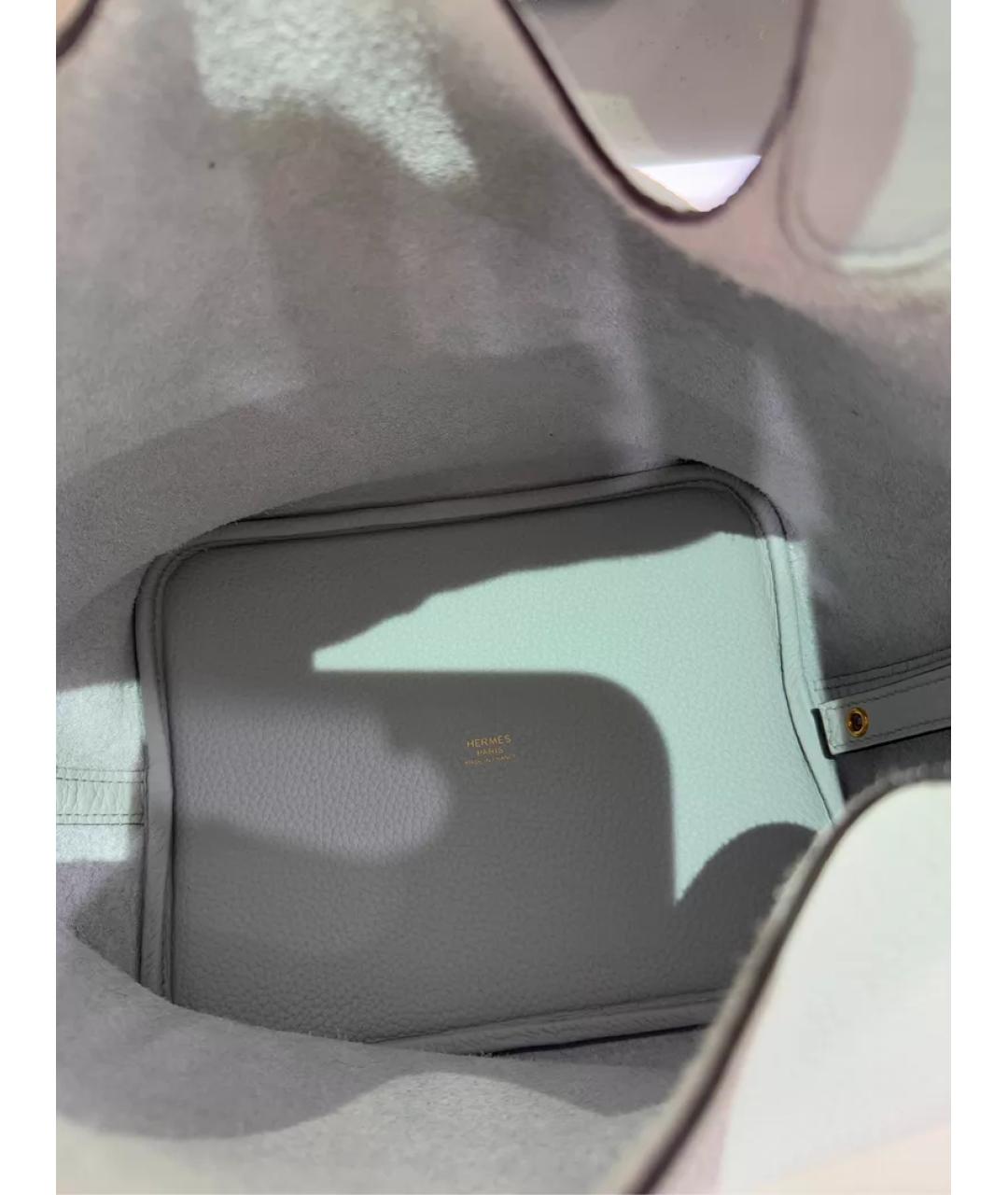 HERMES Белая кожаная сумка с короткими ручками, фото 7