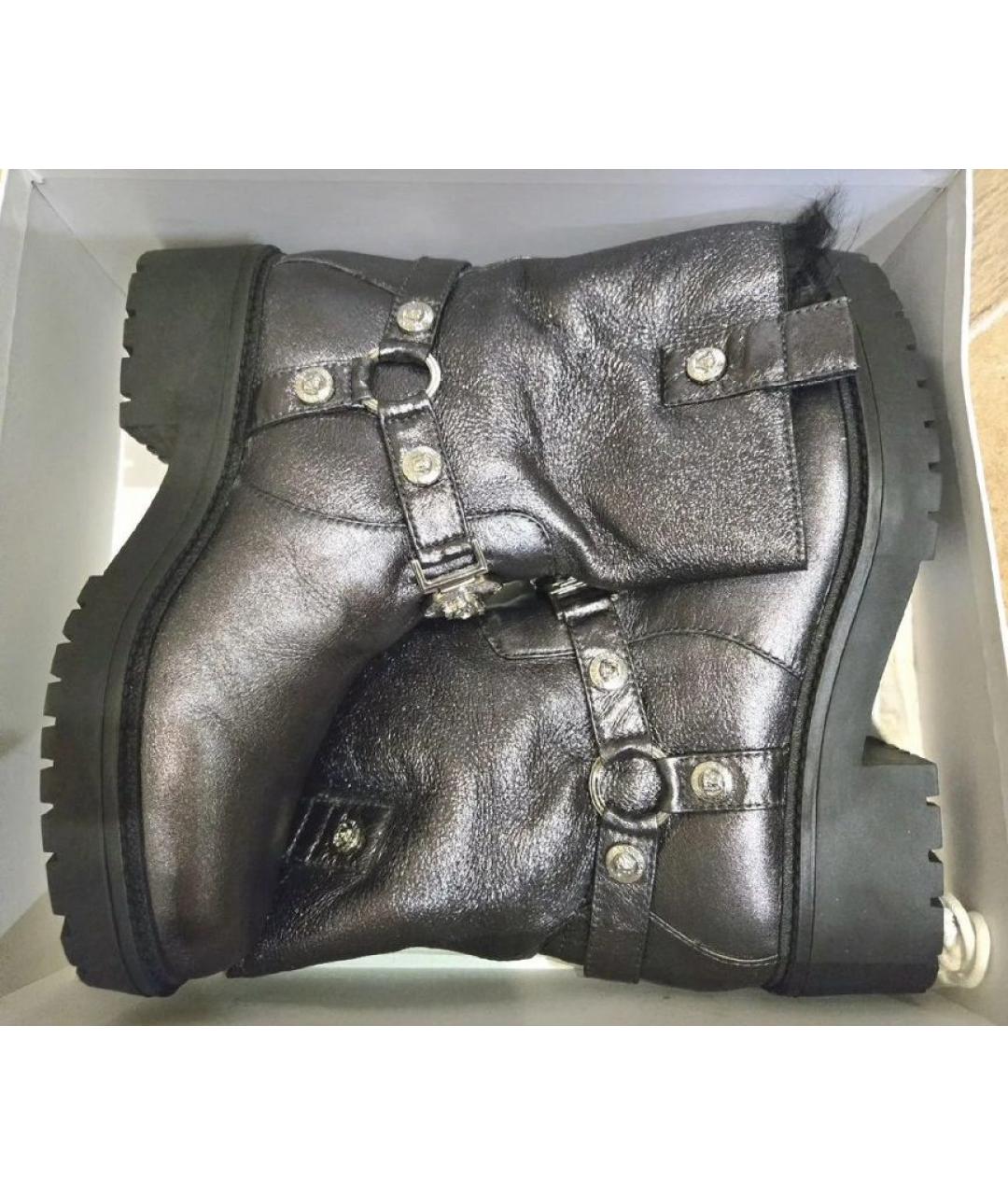 VERSACE COLLECTION Серые кожаные полусапоги, фото 4