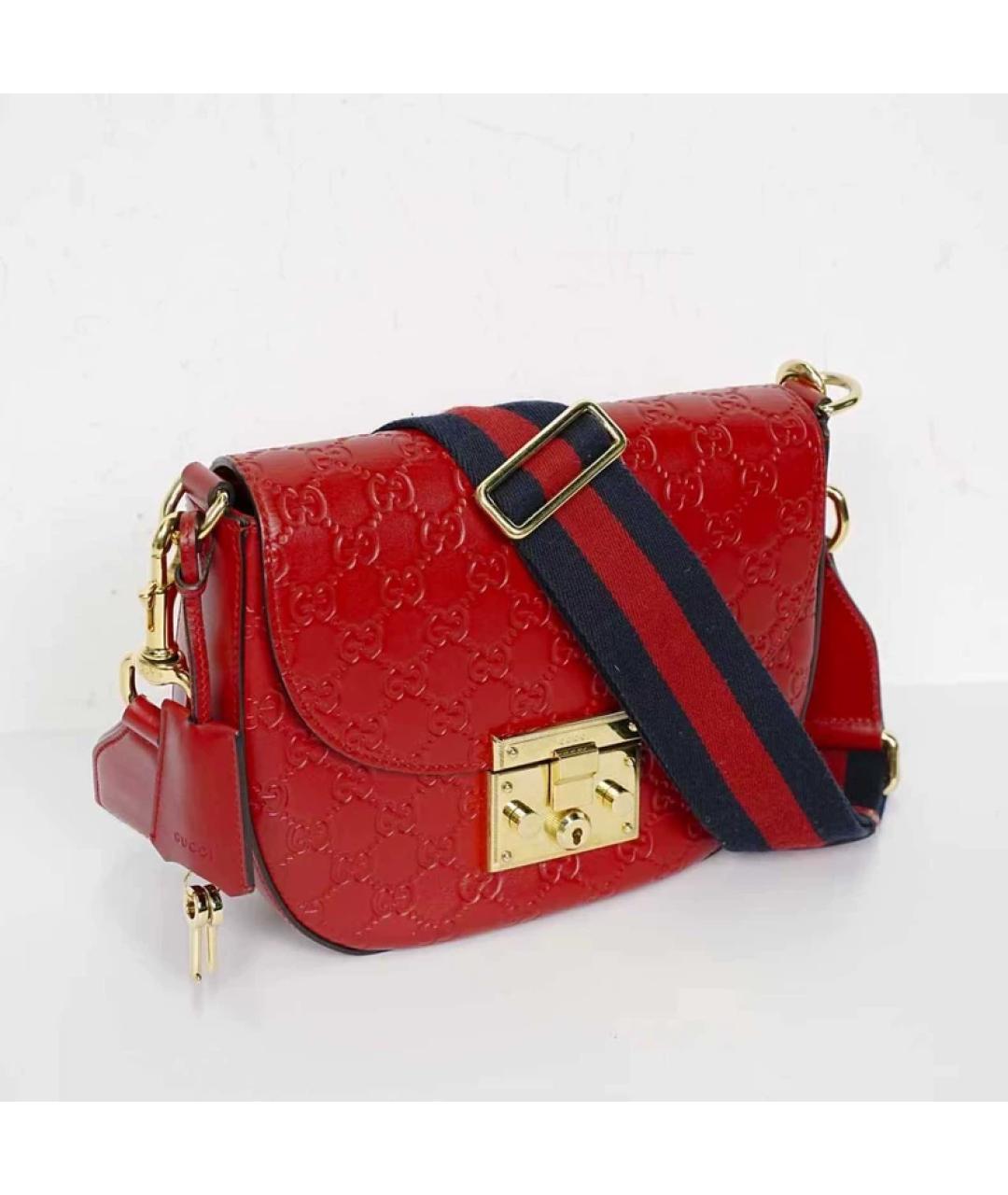 GUCCI Красная кожаная сумка через плечо, фото 3