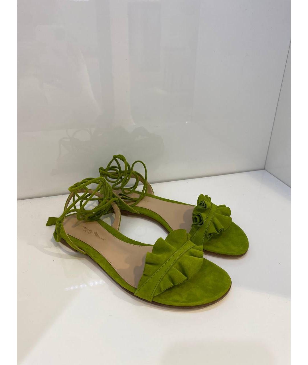 GIANVITO ROSSI Зеленые замшевые босоножки, фото 4