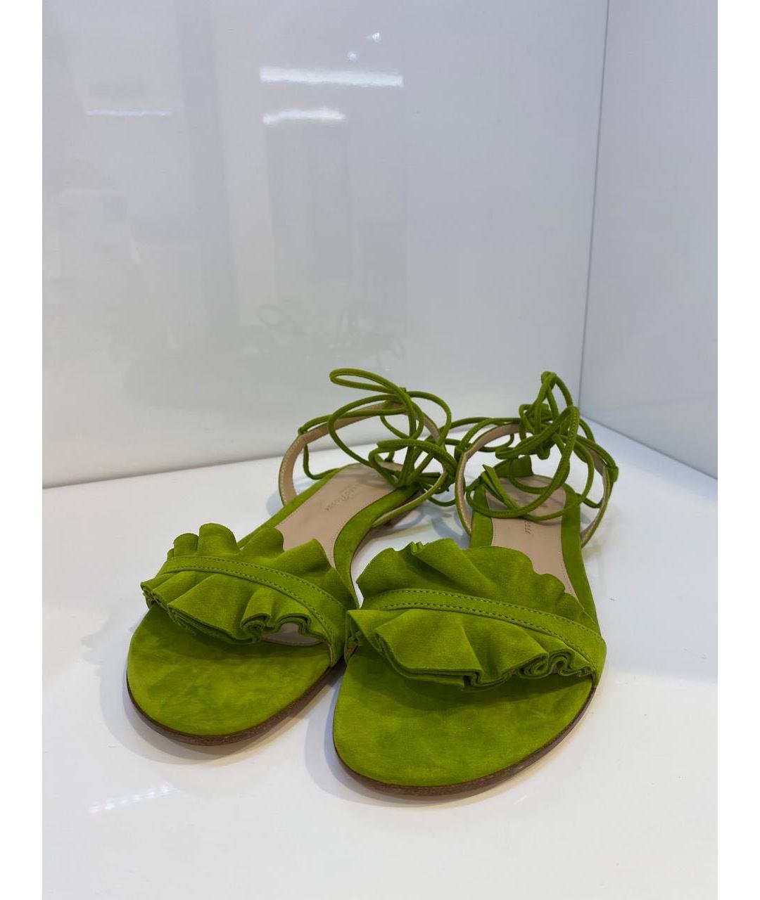 GIANVITO ROSSI Зеленые замшевые босоножки, фото 2
