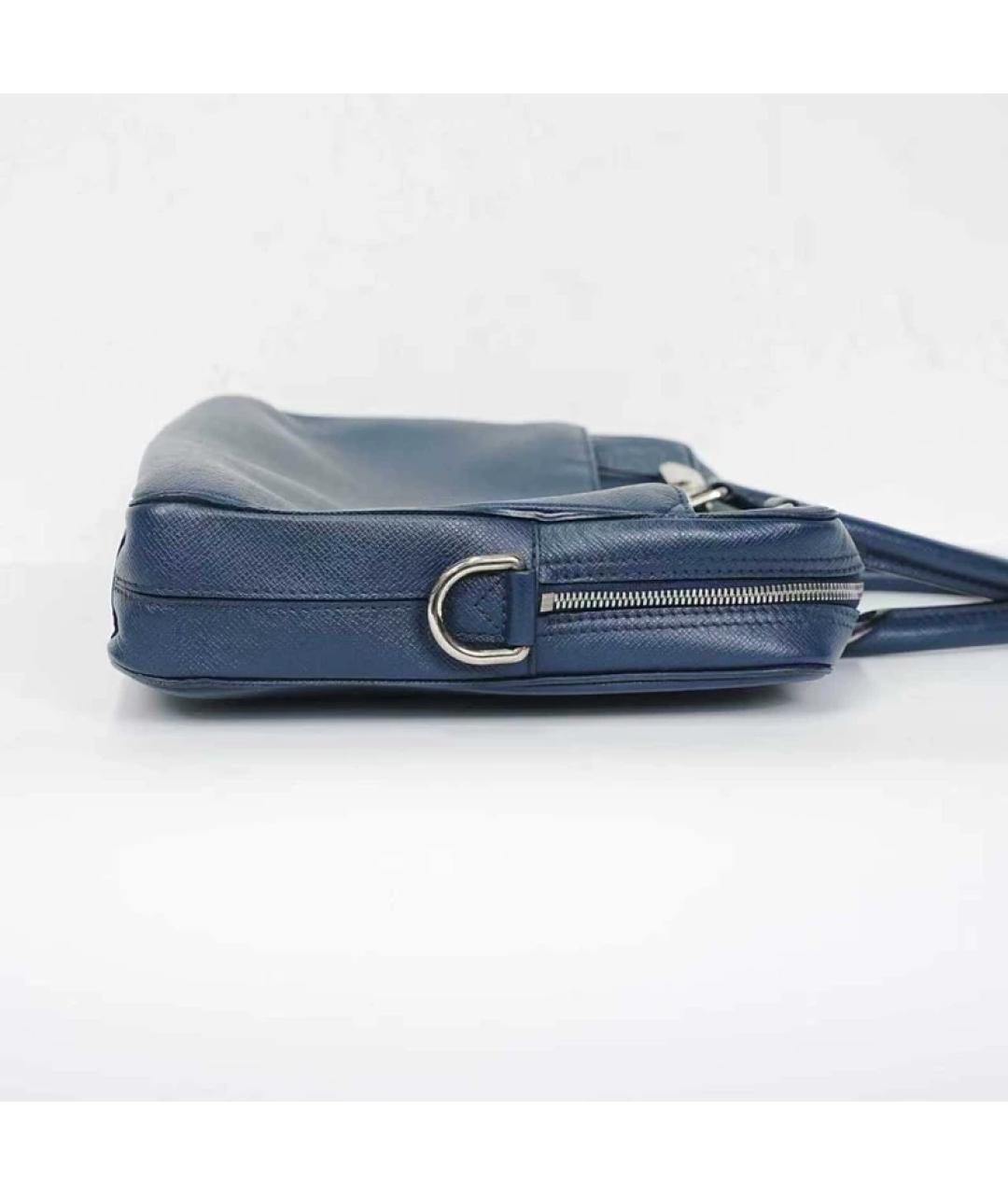 LOUIS VUITTON Темно-синий кожаный портфель, фото 8