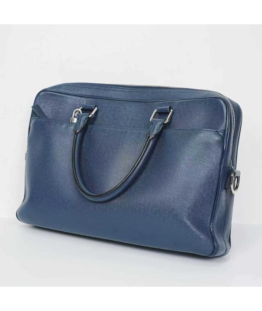 LOUIS VUITTON Темно-синий кожаный портфель, фото 4