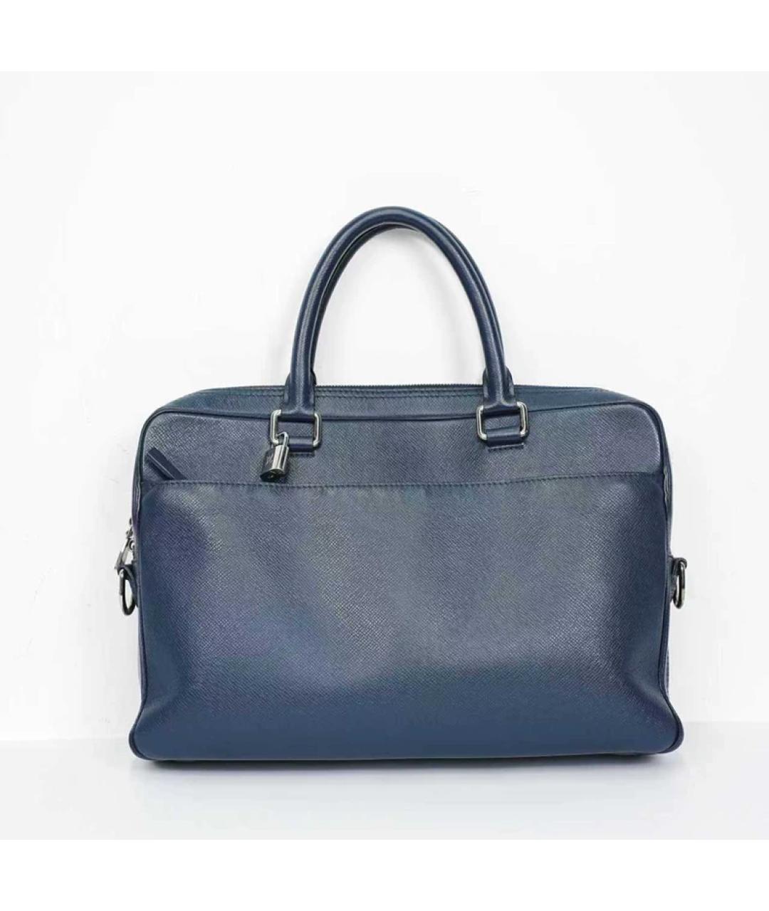 LOUIS VUITTON Темно-синий кожаный портфель, фото 2