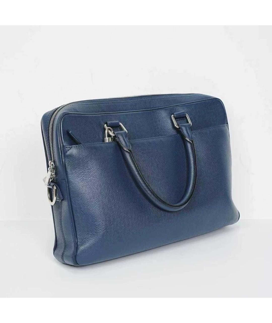 LOUIS VUITTON Темно-синий кожаный портфель, фото 3