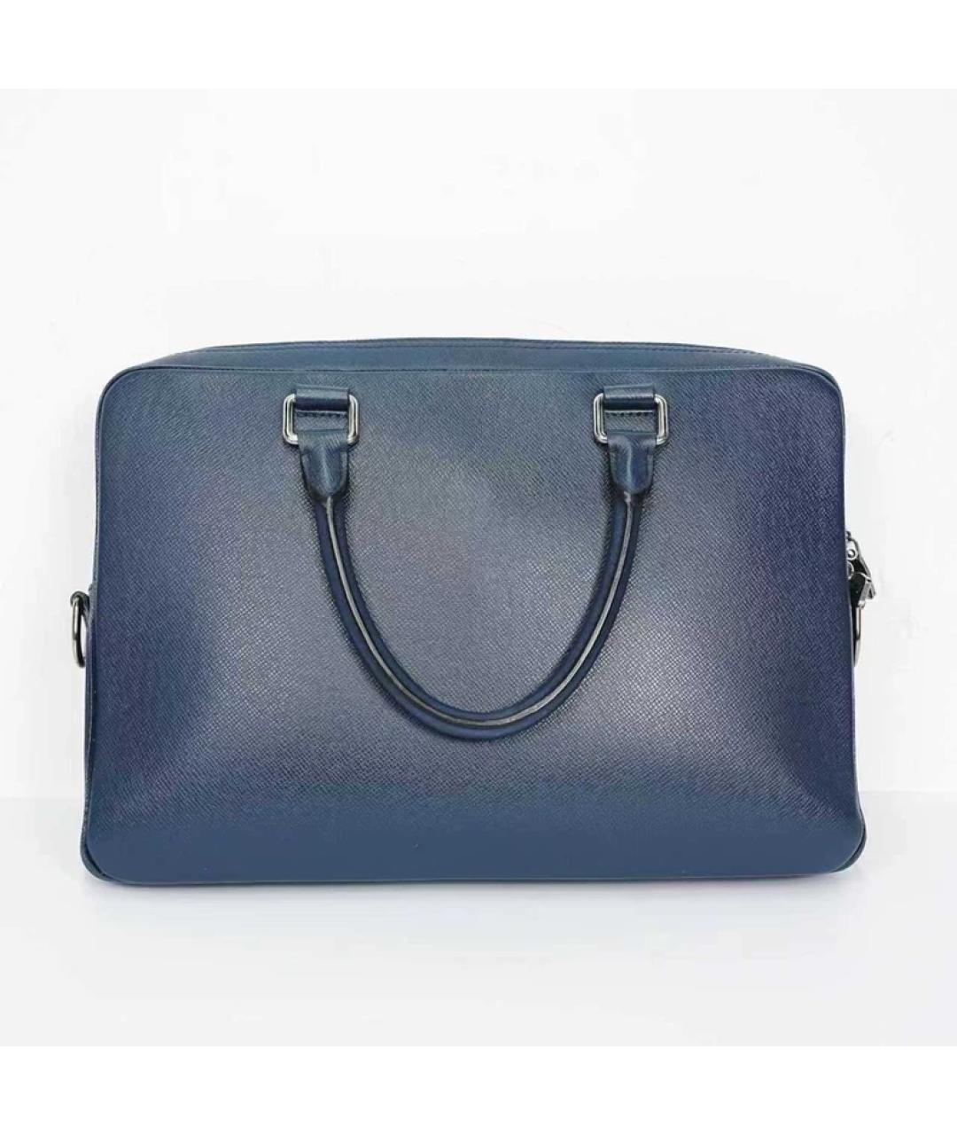 LOUIS VUITTON Темно-синий кожаный портфель, фото 5