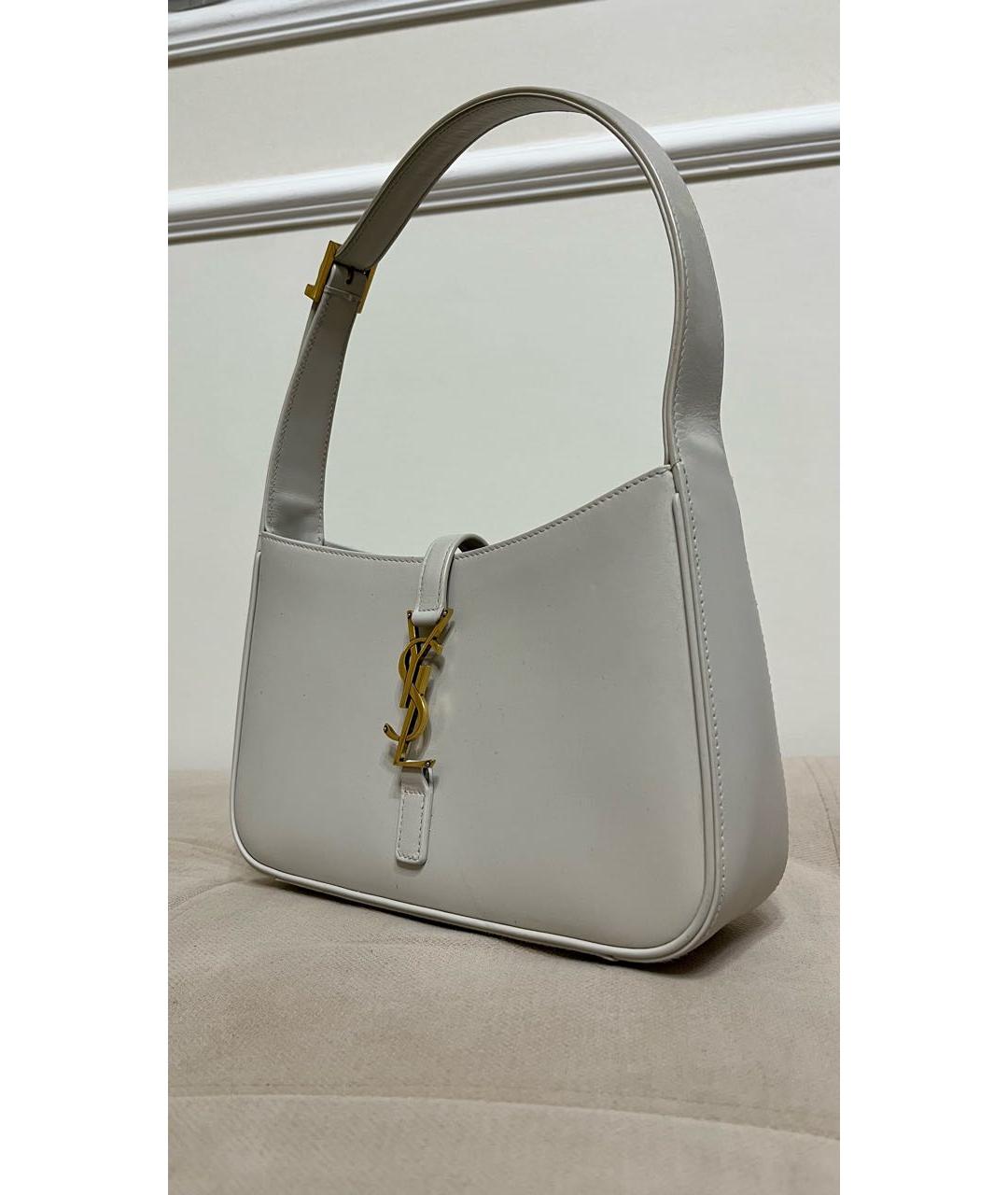 SAINT LAURENT Белая кожаная сумка с короткими ручками, фото 2