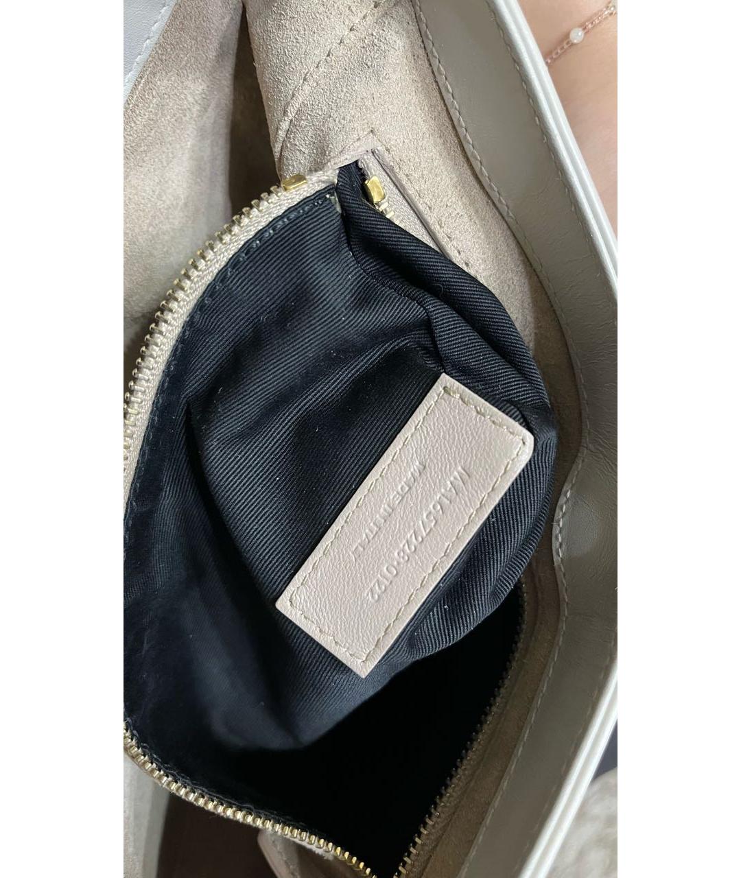 SAINT LAURENT Белая кожаная сумка с короткими ручками, фото 5