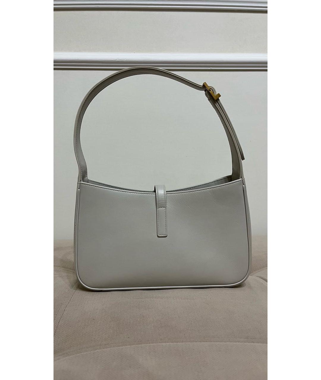 SAINT LAURENT Белая кожаная сумка с короткими ручками, фото 3