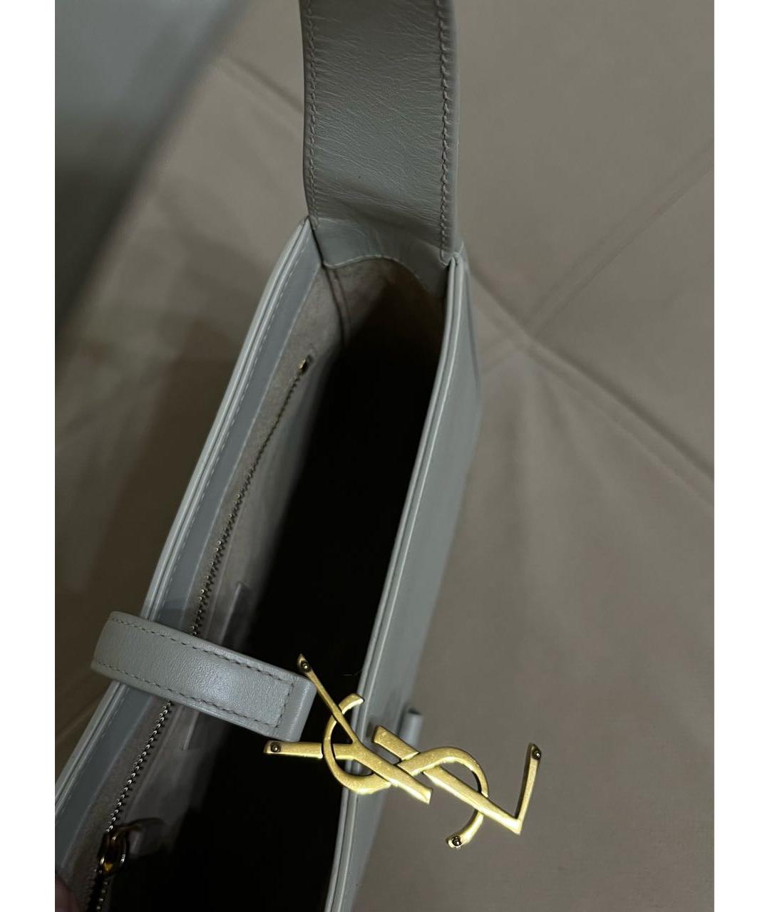 SAINT LAURENT Белая кожаная сумка с короткими ручками, фото 4