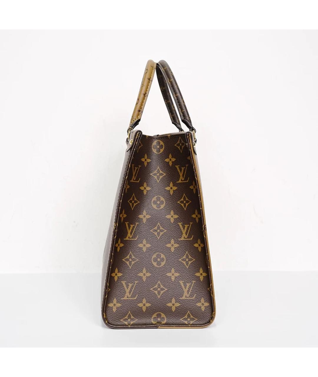 LOUIS VUITTON Коричневая кожаная сумка с короткими ручками, фото 5