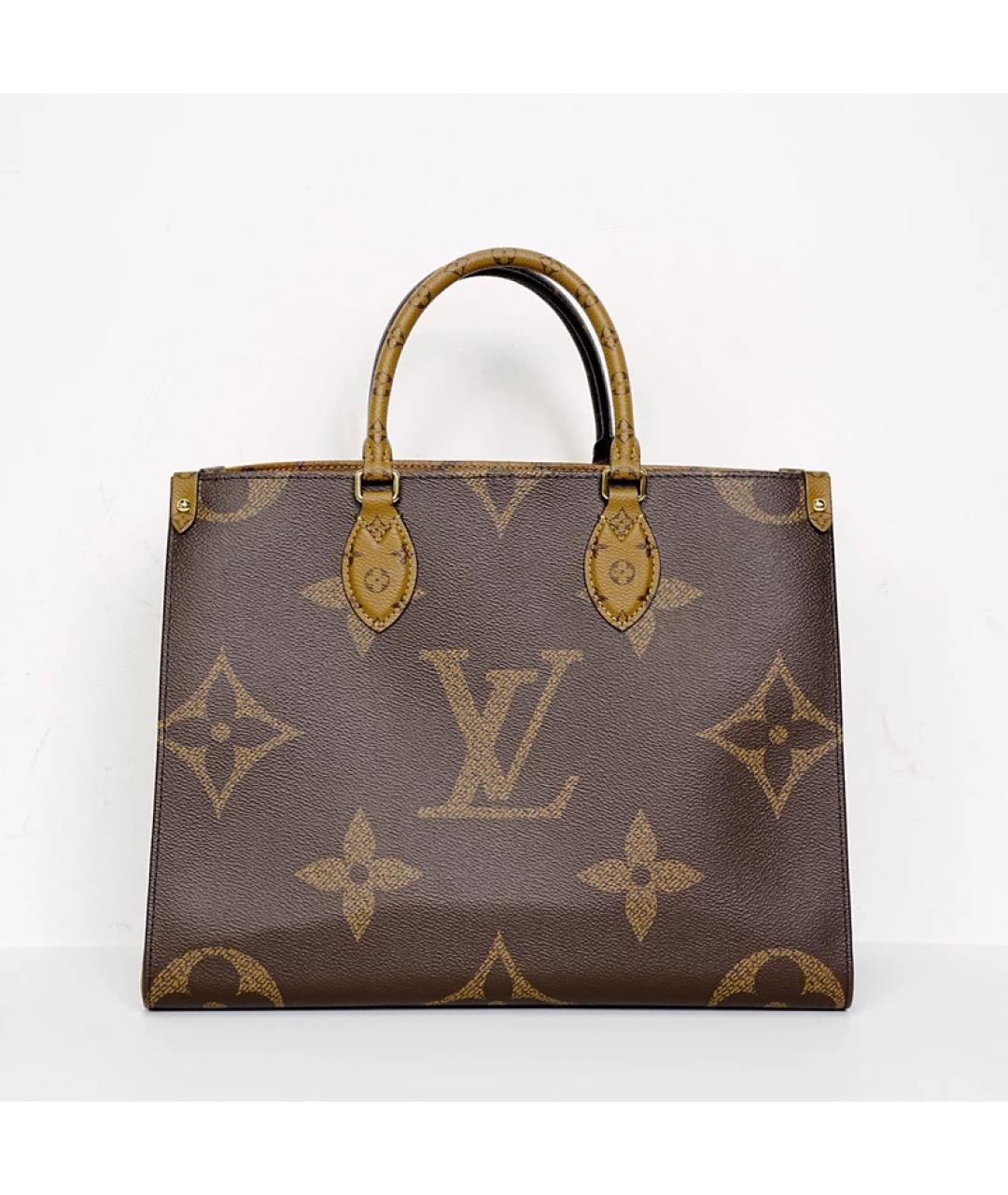 LOUIS VUITTON Коричневая кожаная сумка с короткими ручками, фото 10