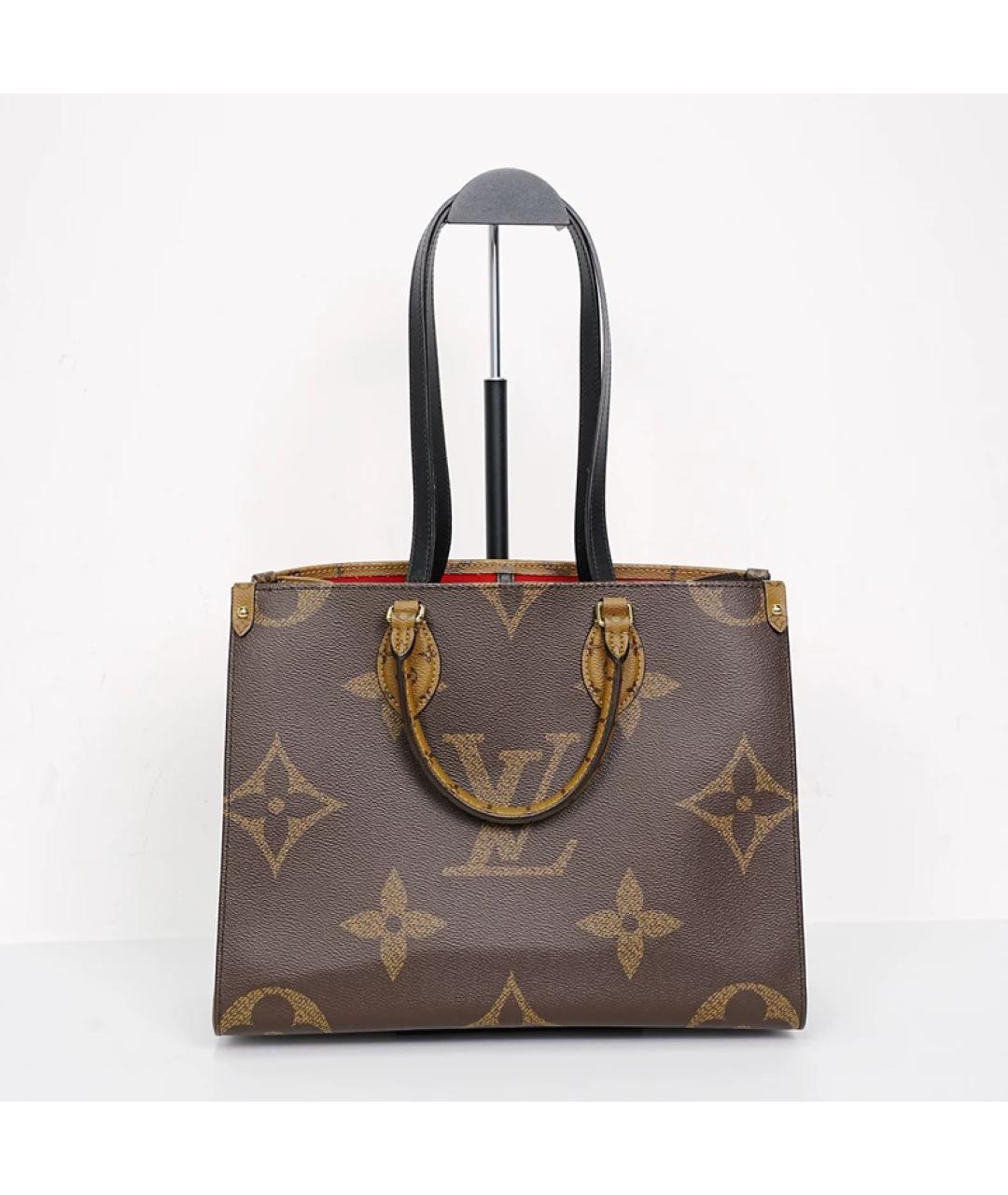 LOUIS VUITTON Коричневая кожаная сумка с короткими ручками, фото 7