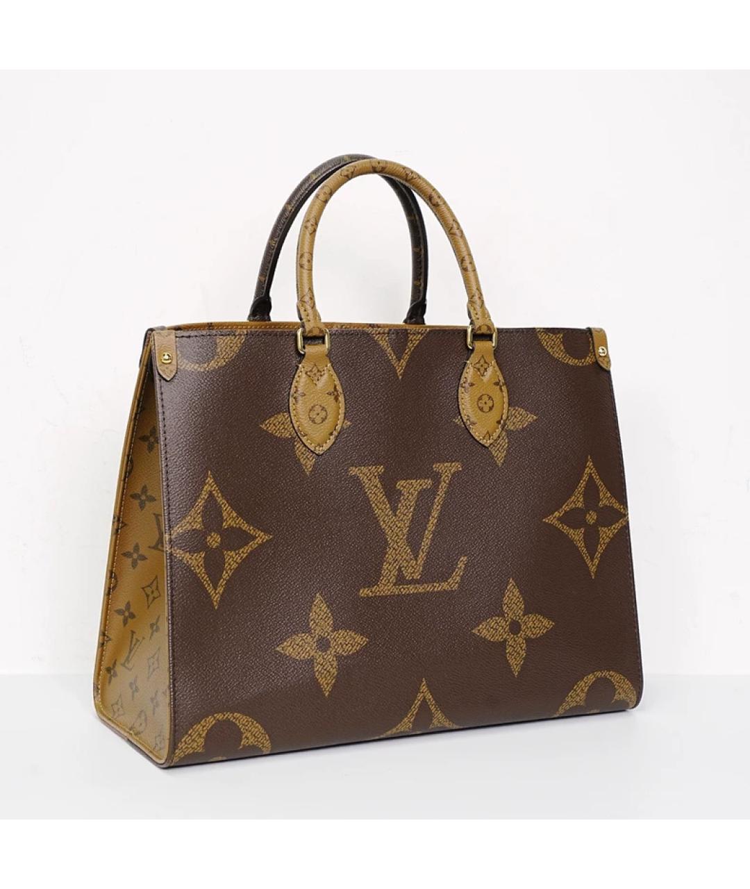 LOUIS VUITTON Коричневая кожаная сумка с короткими ручками, фото 3