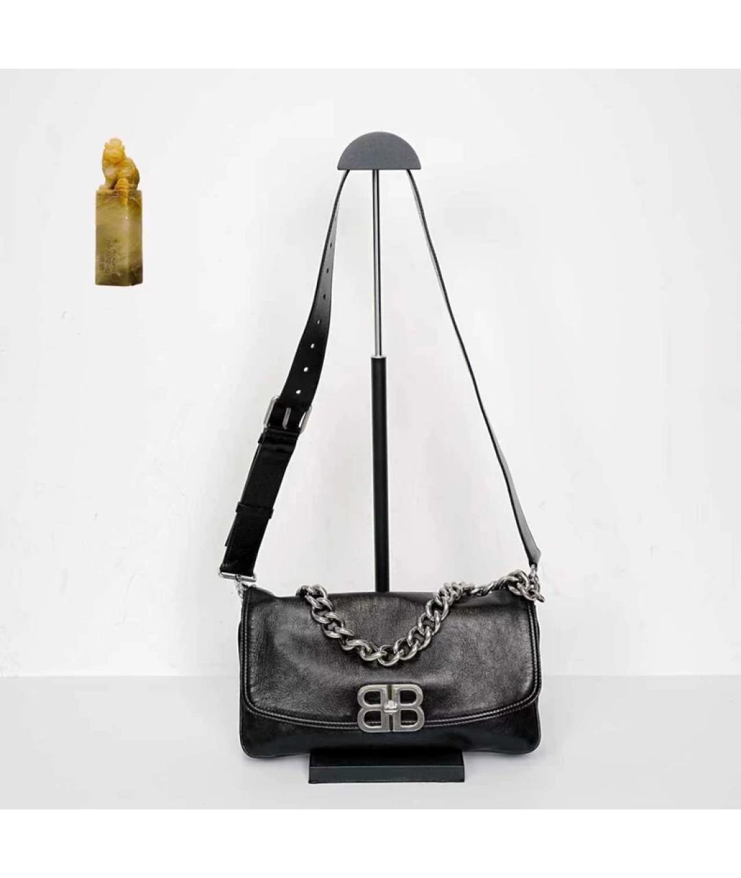 BALENCIAGA Черная кожаная сумка через плечо, фото 9