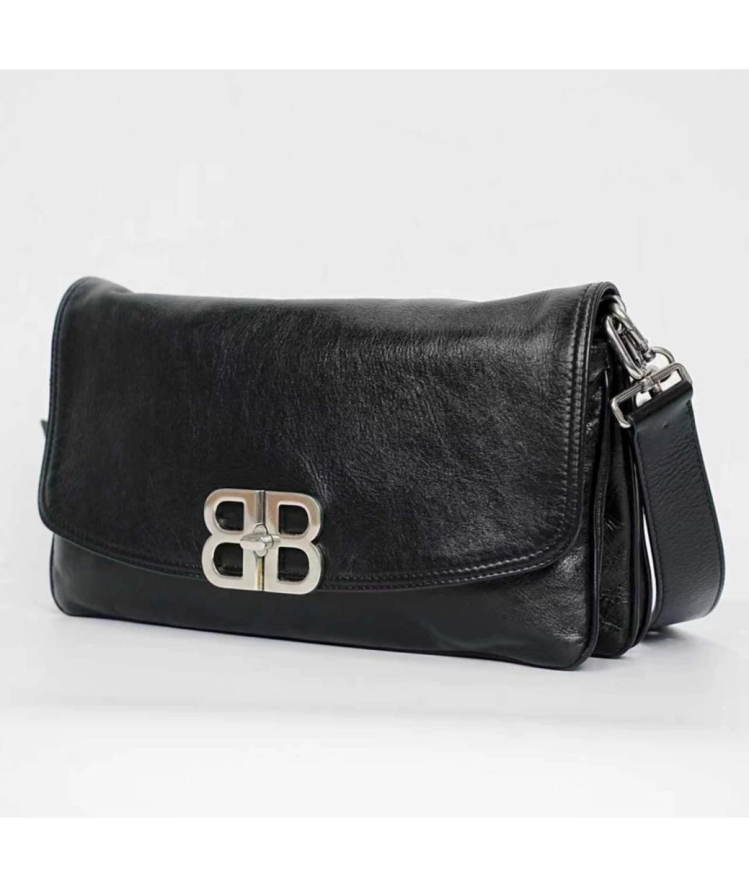 BALENCIAGA Черная кожаная сумка через плечо, фото 5