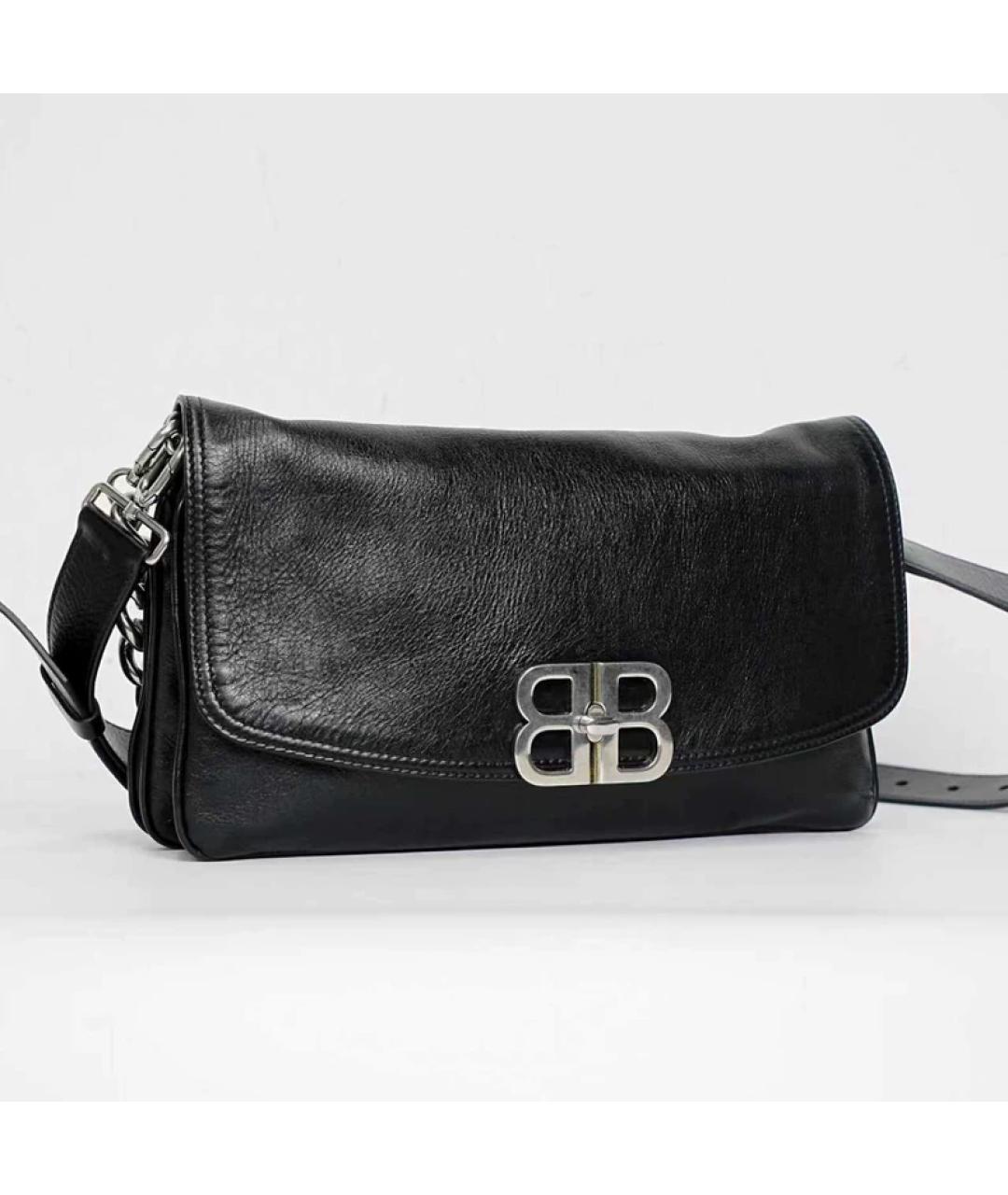 BALENCIAGA Черная кожаная сумка через плечо, фото 6