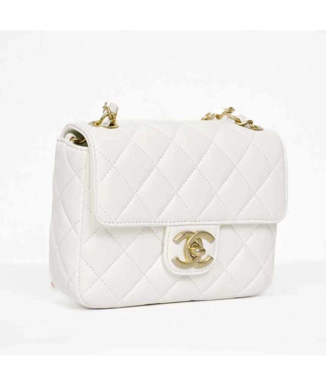 CHANEL Белая кожаная сумка через плечо, фото 10
