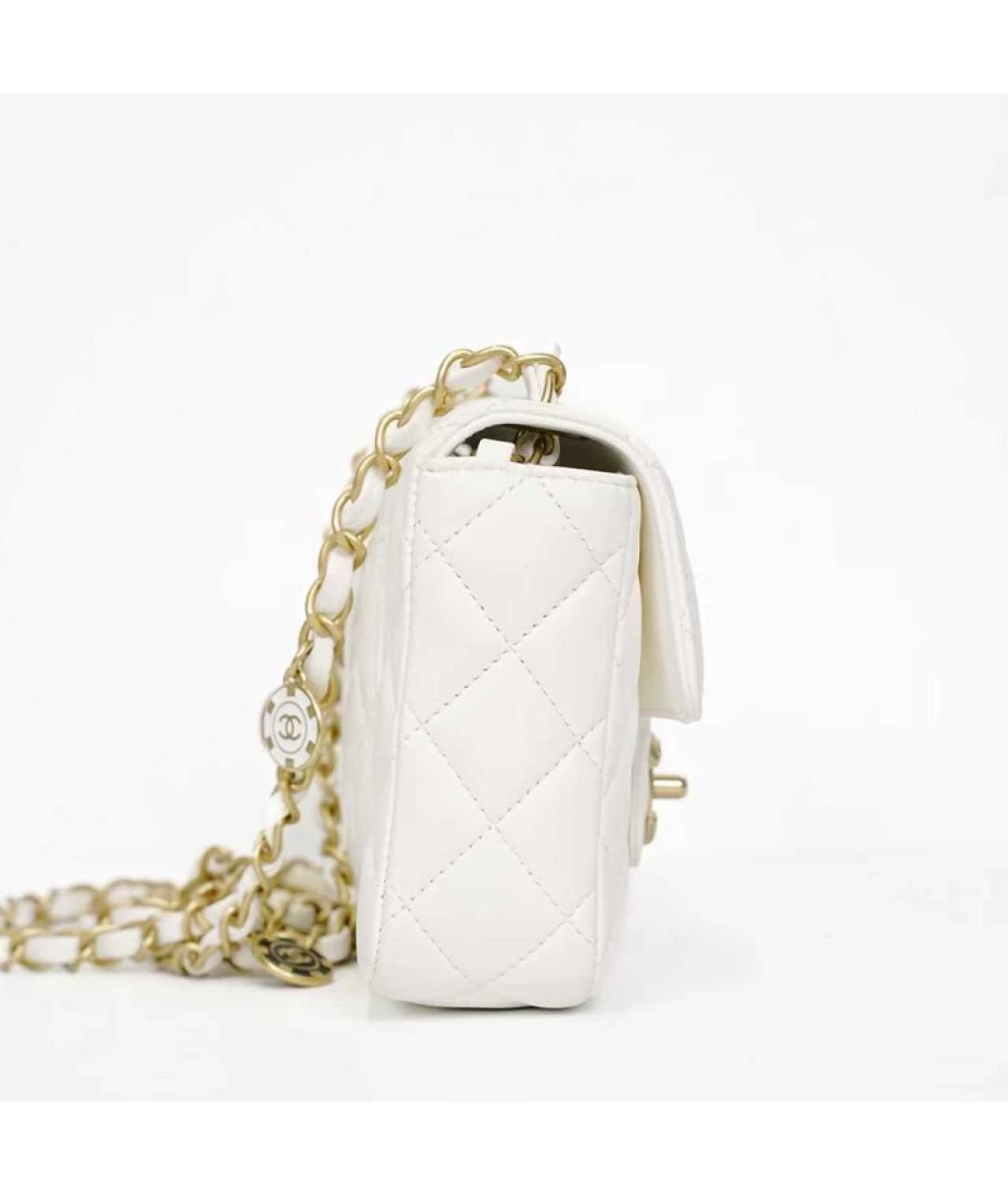 CHANEL Белая кожаная сумка через плечо, фото 7