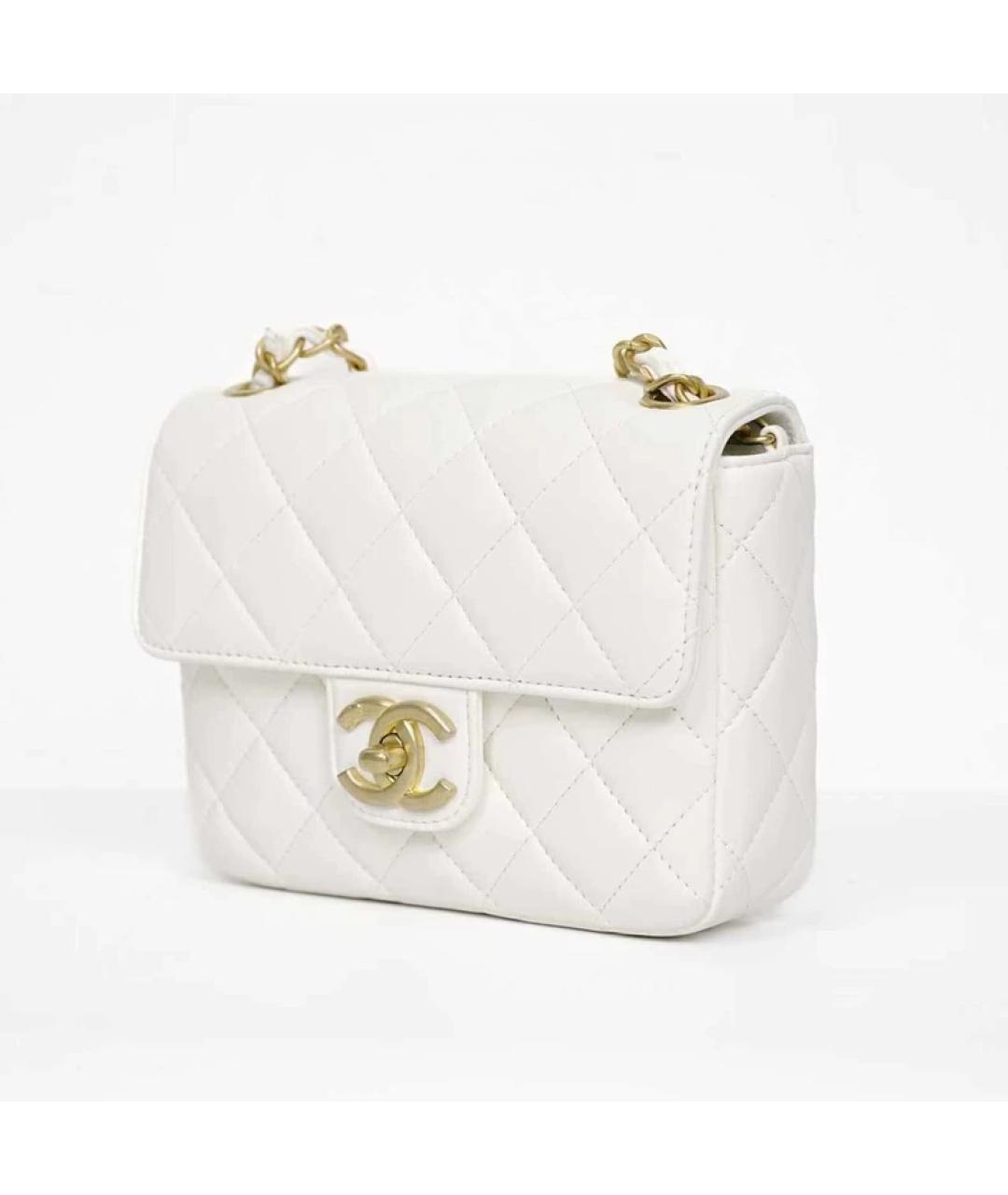 CHANEL Белая кожаная сумка через плечо, фото 3