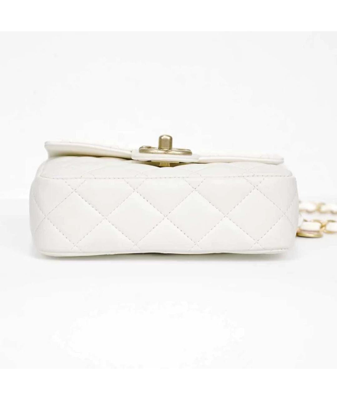 CHANEL Белая кожаная сумка через плечо, фото 4