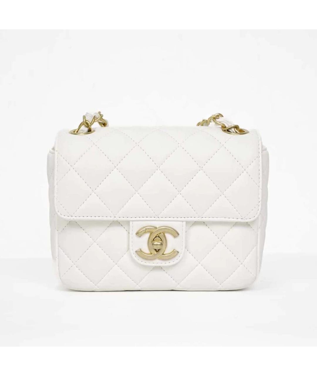 CHANEL Белая кожаная сумка через плечо, фото 9