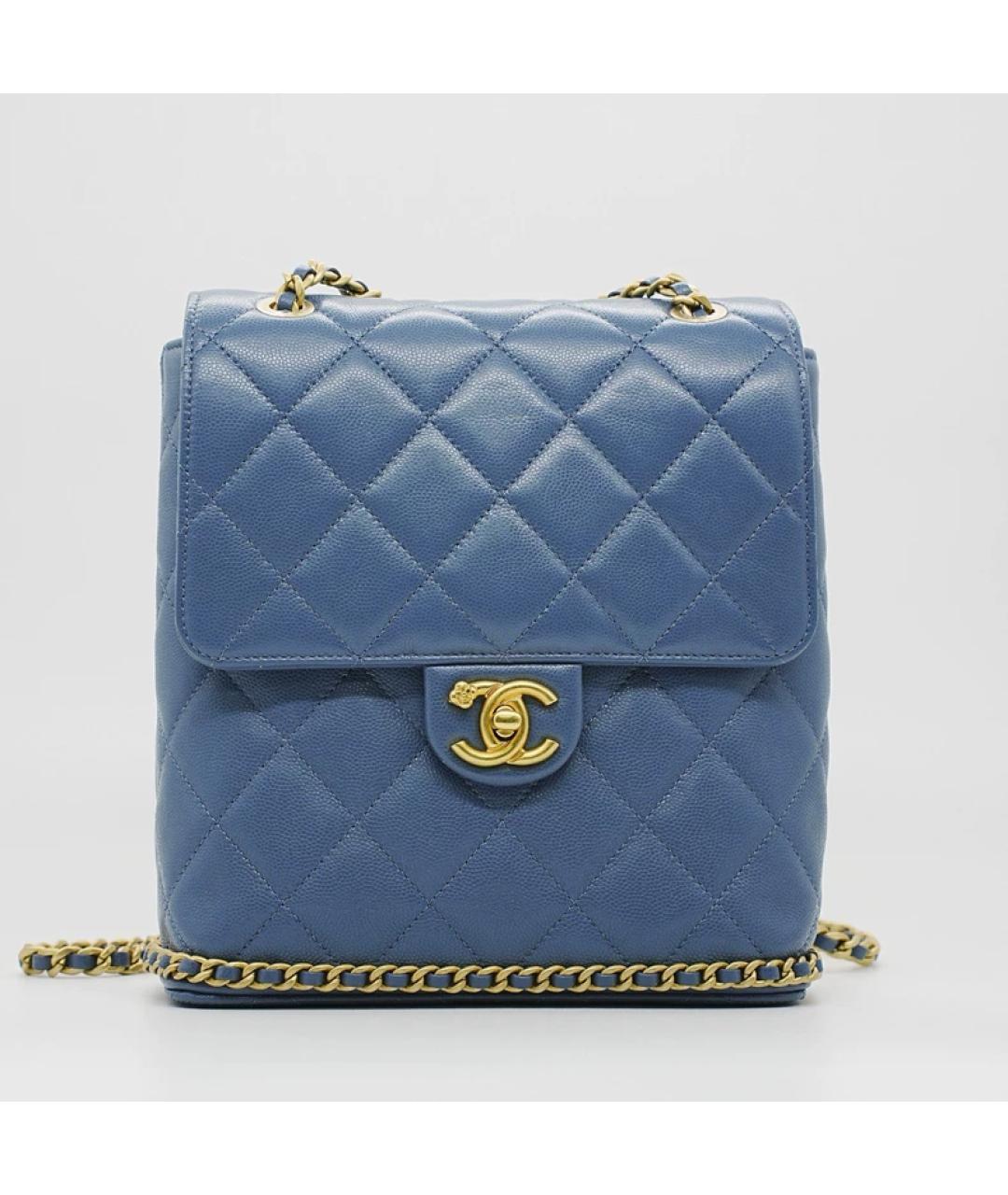 CHANEL Синяя кожаная сумка через плечо, фото 9