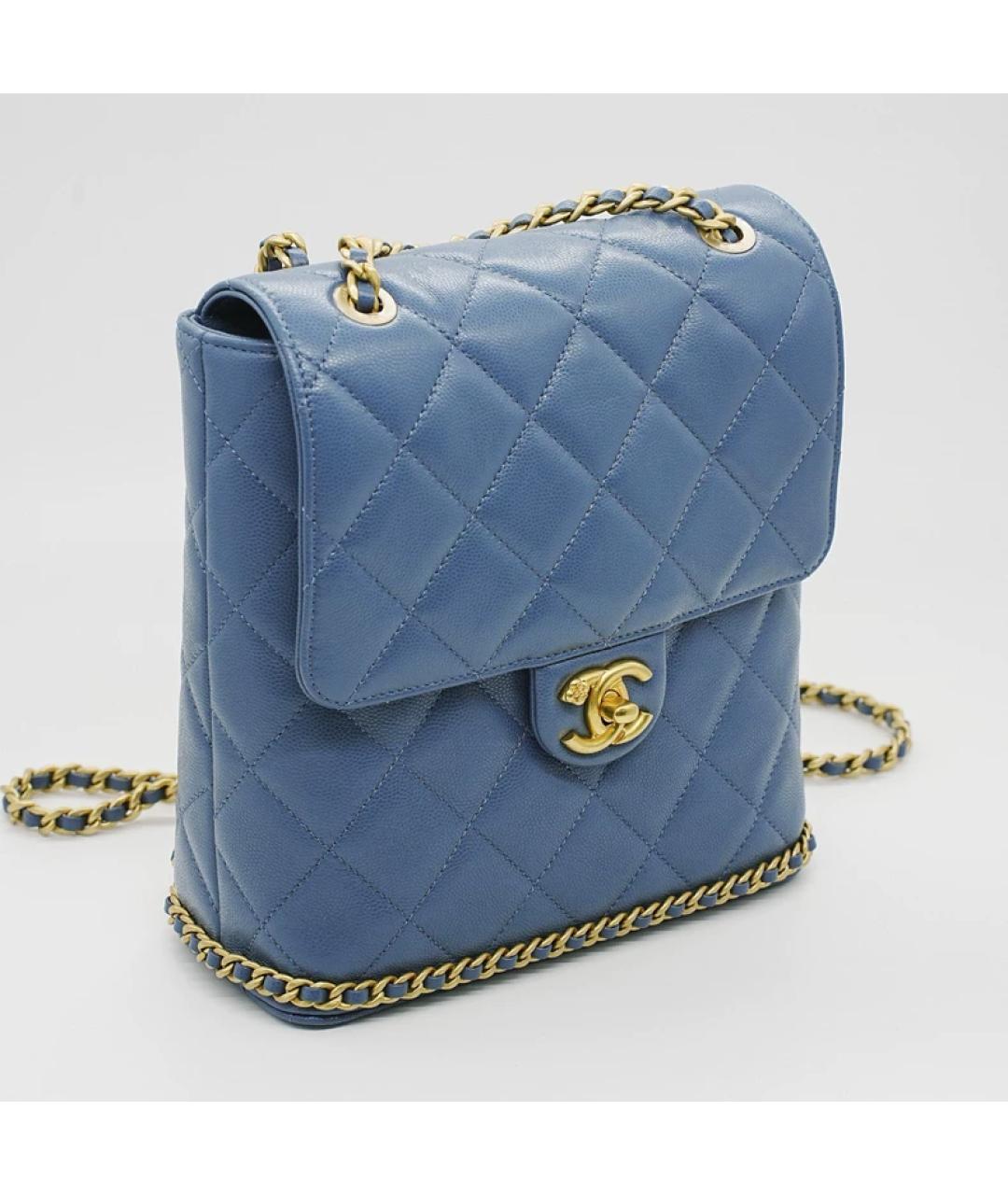 CHANEL Синяя кожаная сумка через плечо, фото 3