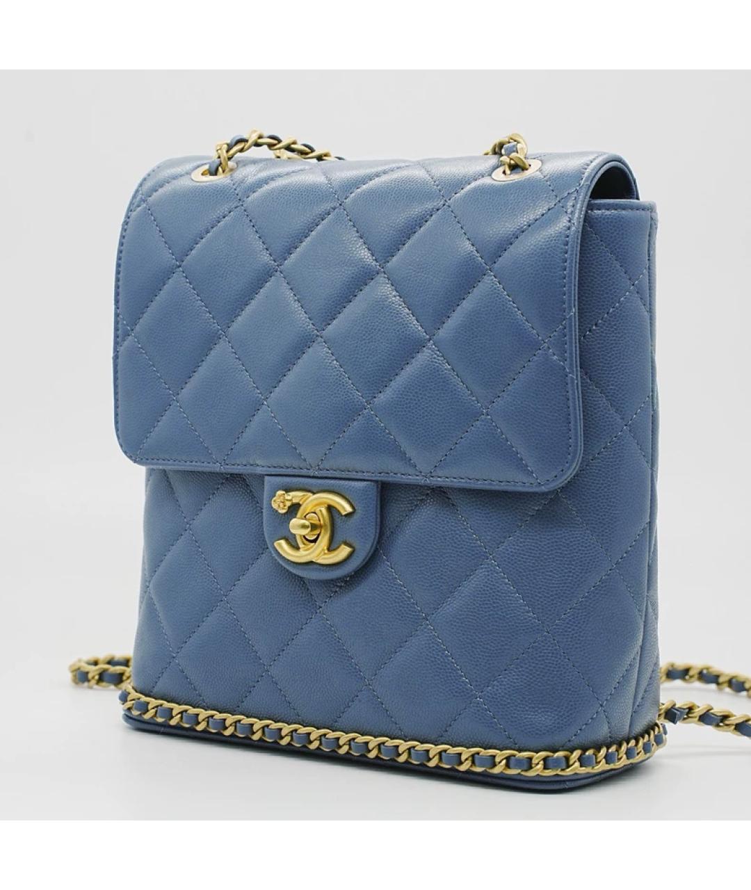 CHANEL Синяя кожаная сумка через плечо, фото 2
