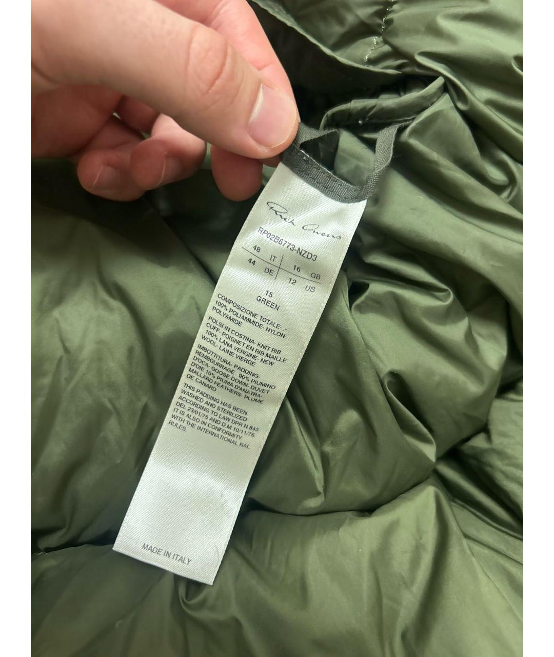 RICK OWENS Зеленый пуховик, фото 5
