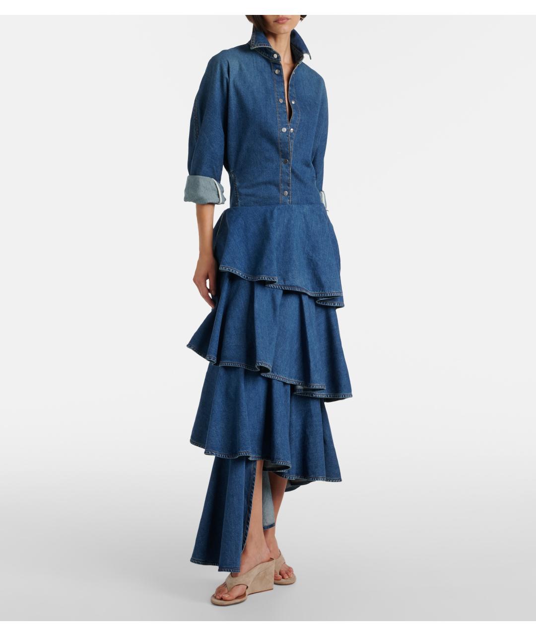 ALAIA Синяя хлопковая юбка миди, фото 7