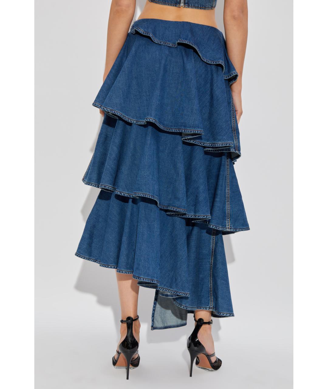 ALAIA Синяя хлопковая юбка миди, фото 4