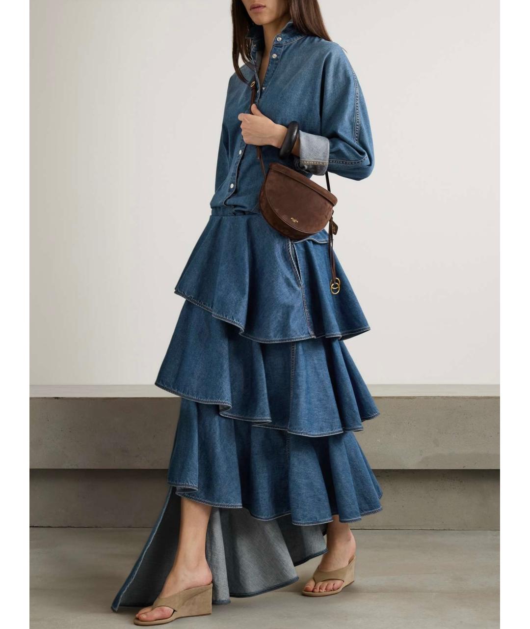 ALAIA Синяя хлопковая юбка миди, фото 5