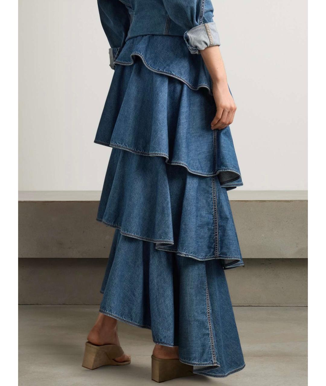 ALAIA Синяя хлопковая юбка миди, фото 6