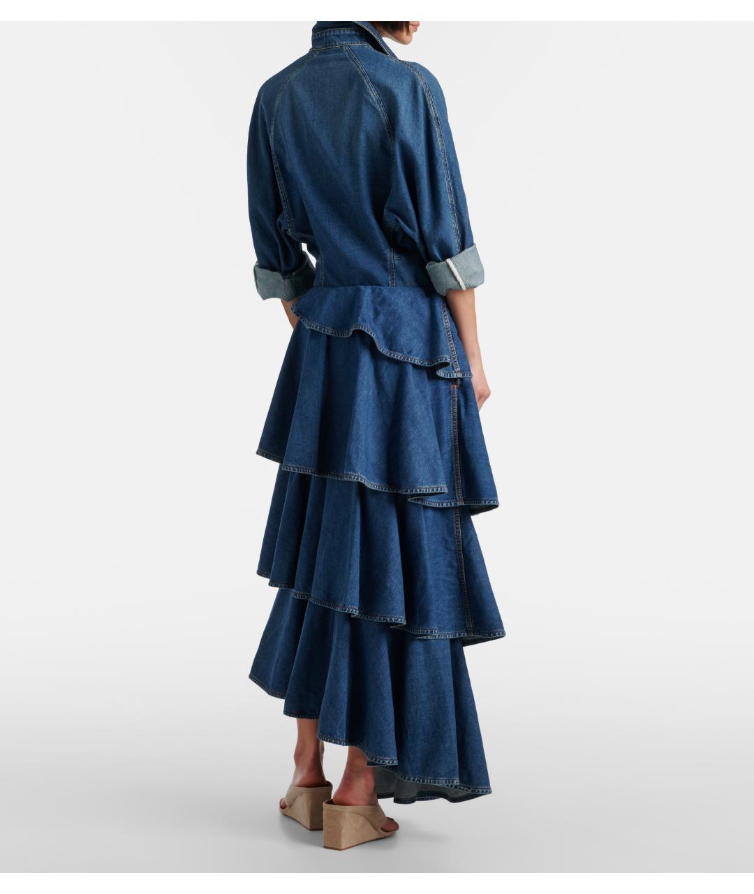 ALAIA Синяя хлопковая юбка миди, фото 8