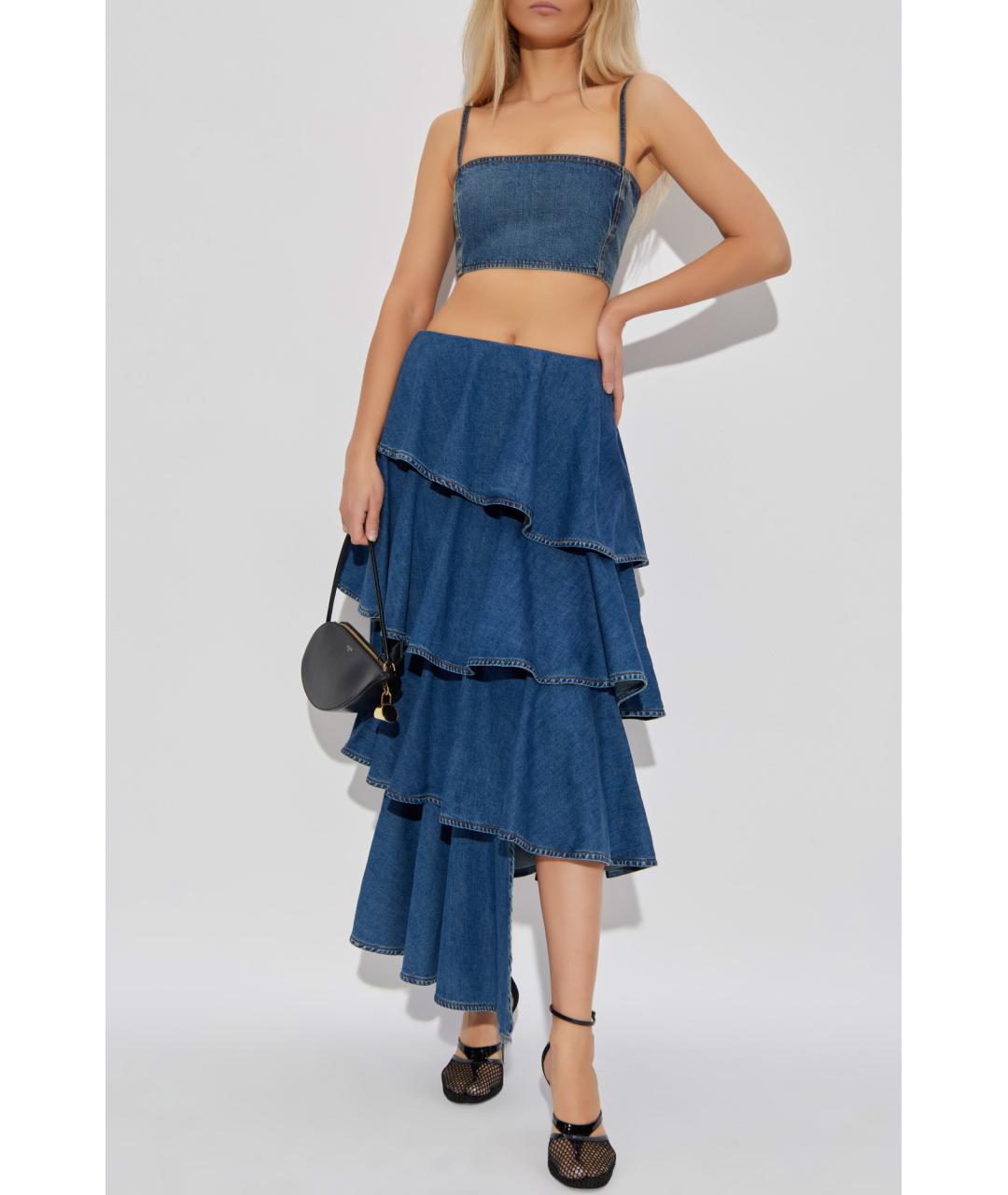 ALAIA Синяя хлопковая юбка миди, фото 2