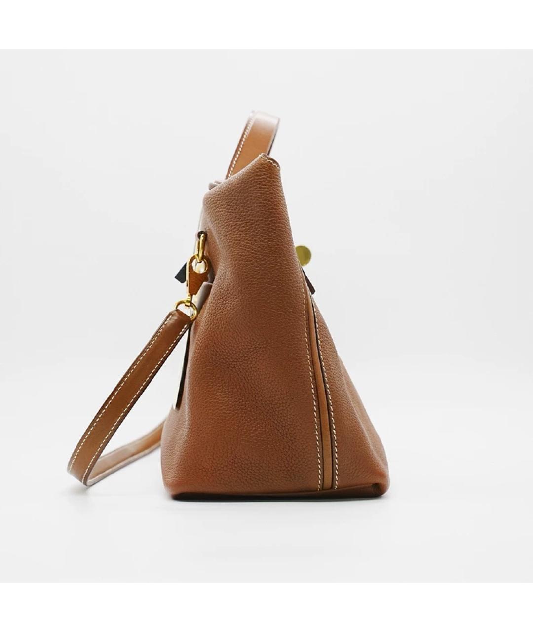 HERMES Коричневая кожаная сумка с короткими ручками, фото 2