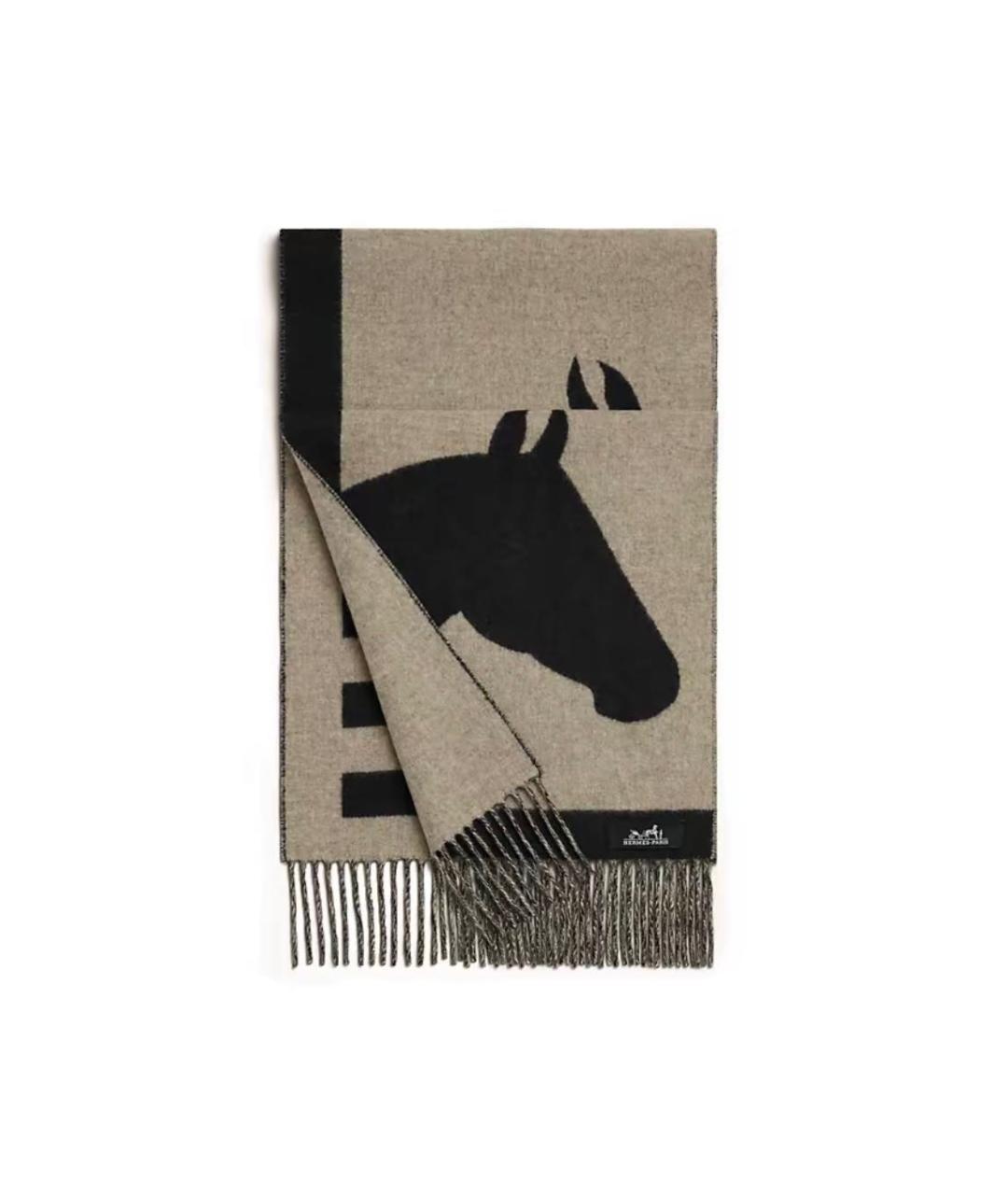 HERMES Антрацитовый кашемировый шарф, фото 4