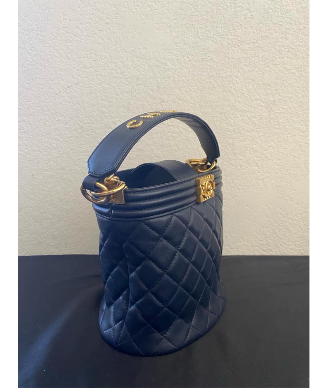 CHANEL Темно-синяя кожаная сумка через плечо, фото 4