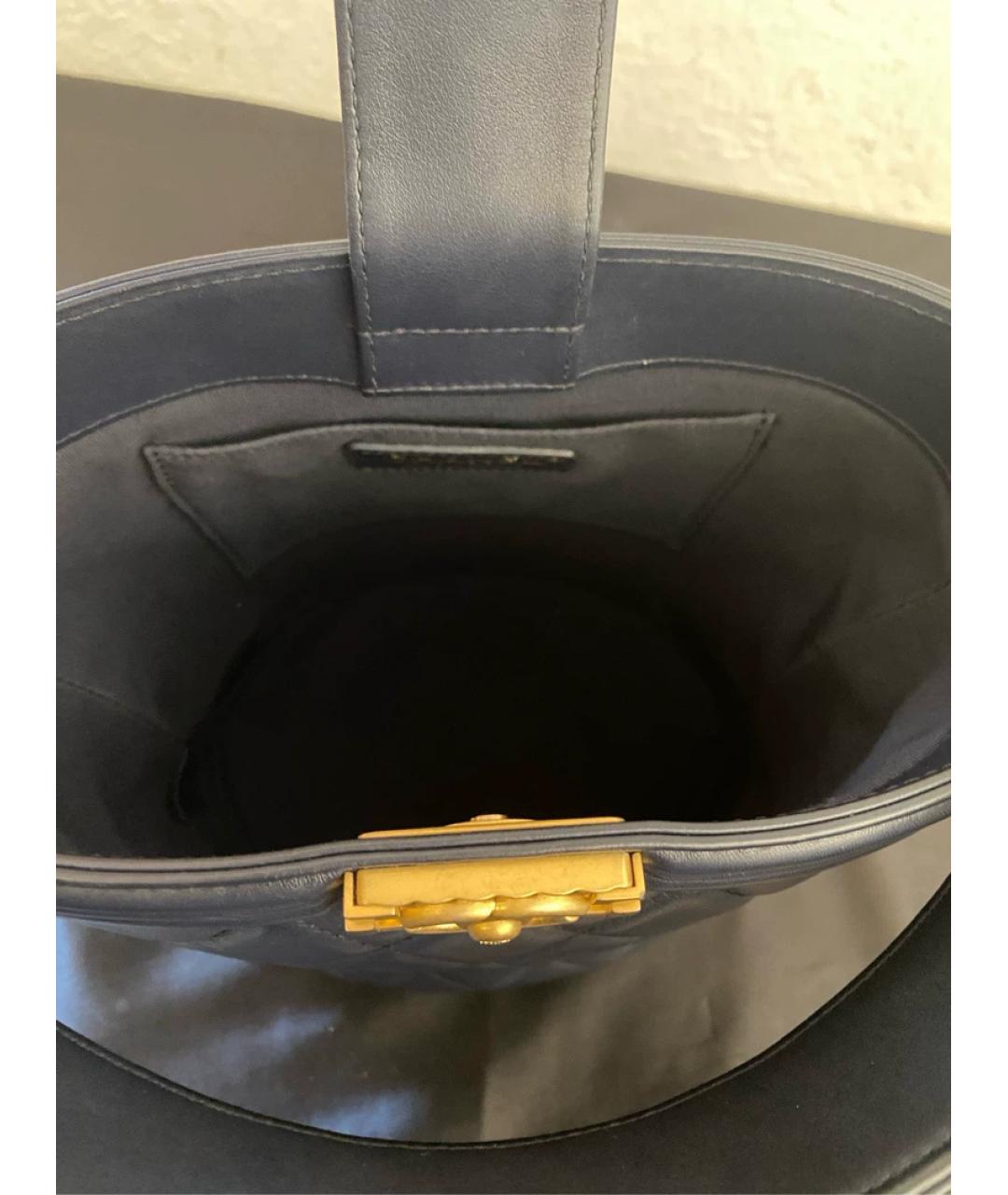 CHANEL Темно-синяя кожаная сумка через плечо, фото 7