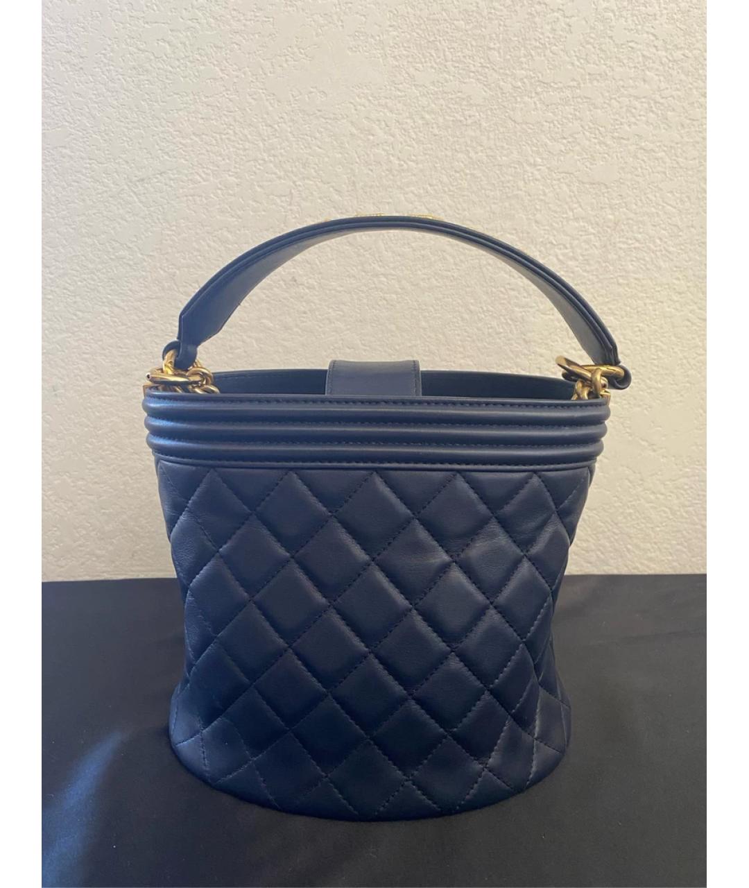 CHANEL Темно-синяя кожаная сумка через плечо, фото 6