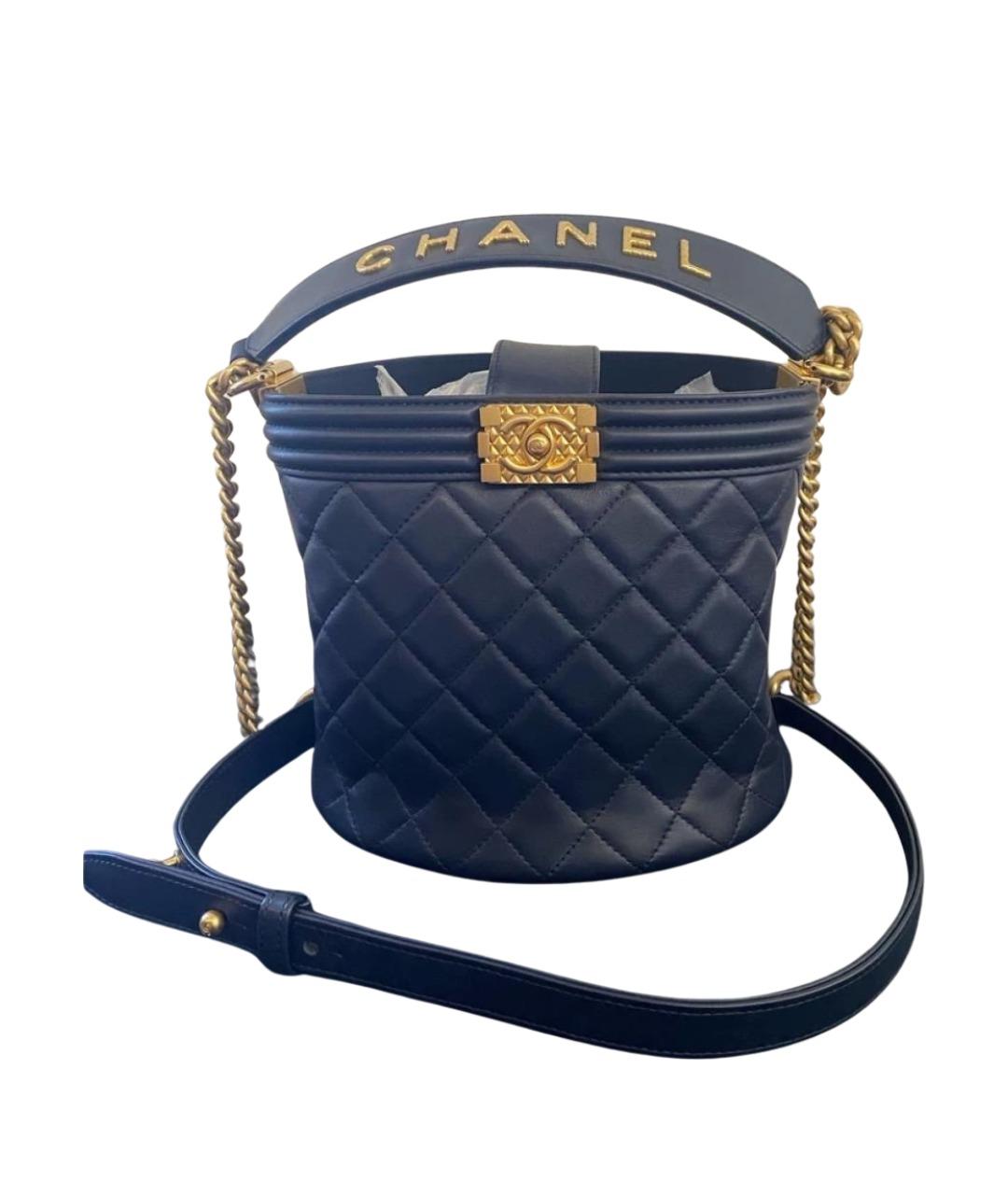 CHANEL Темно-синяя кожаная сумка через плечо, фото 1