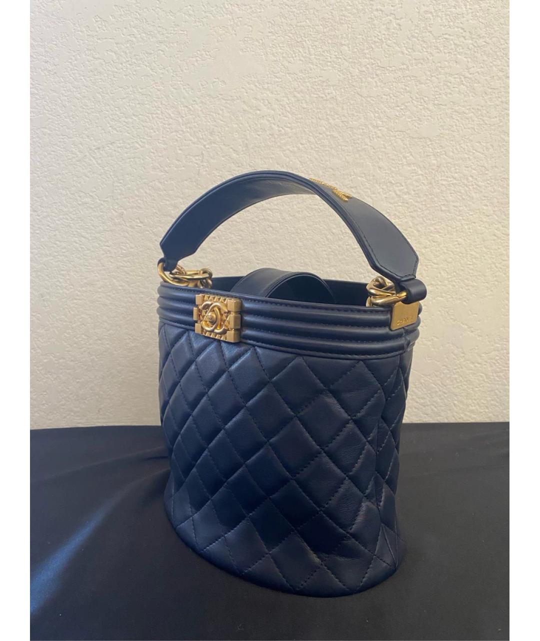 CHANEL Темно-синяя кожаная сумка через плечо, фото 5