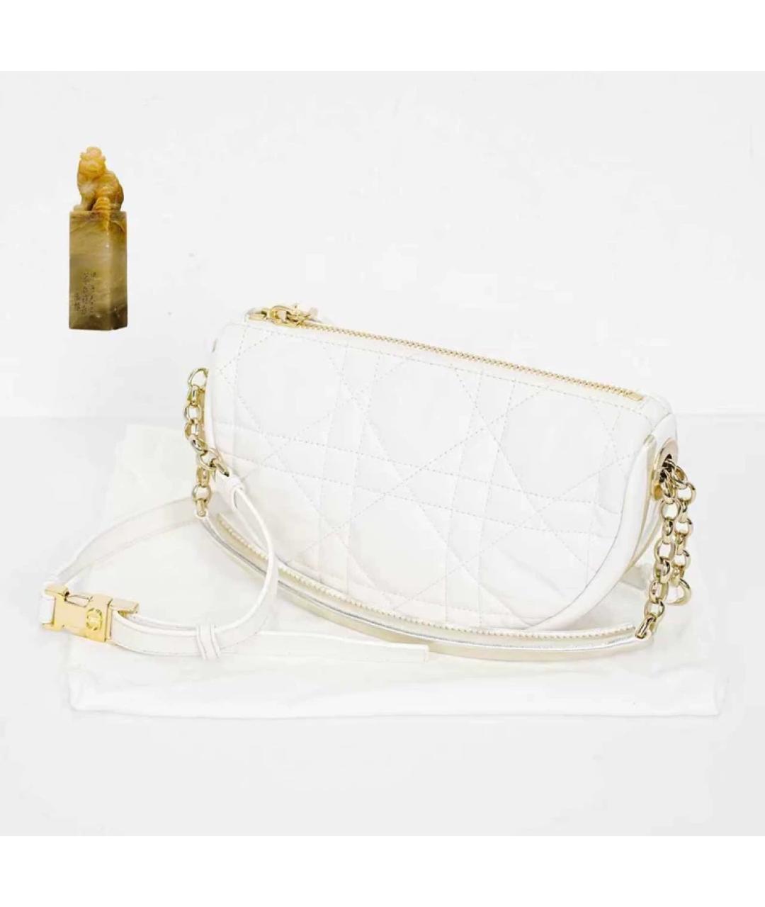 CHRISTIAN DIOR Белая кожаная сумка с короткими ручками, фото 2