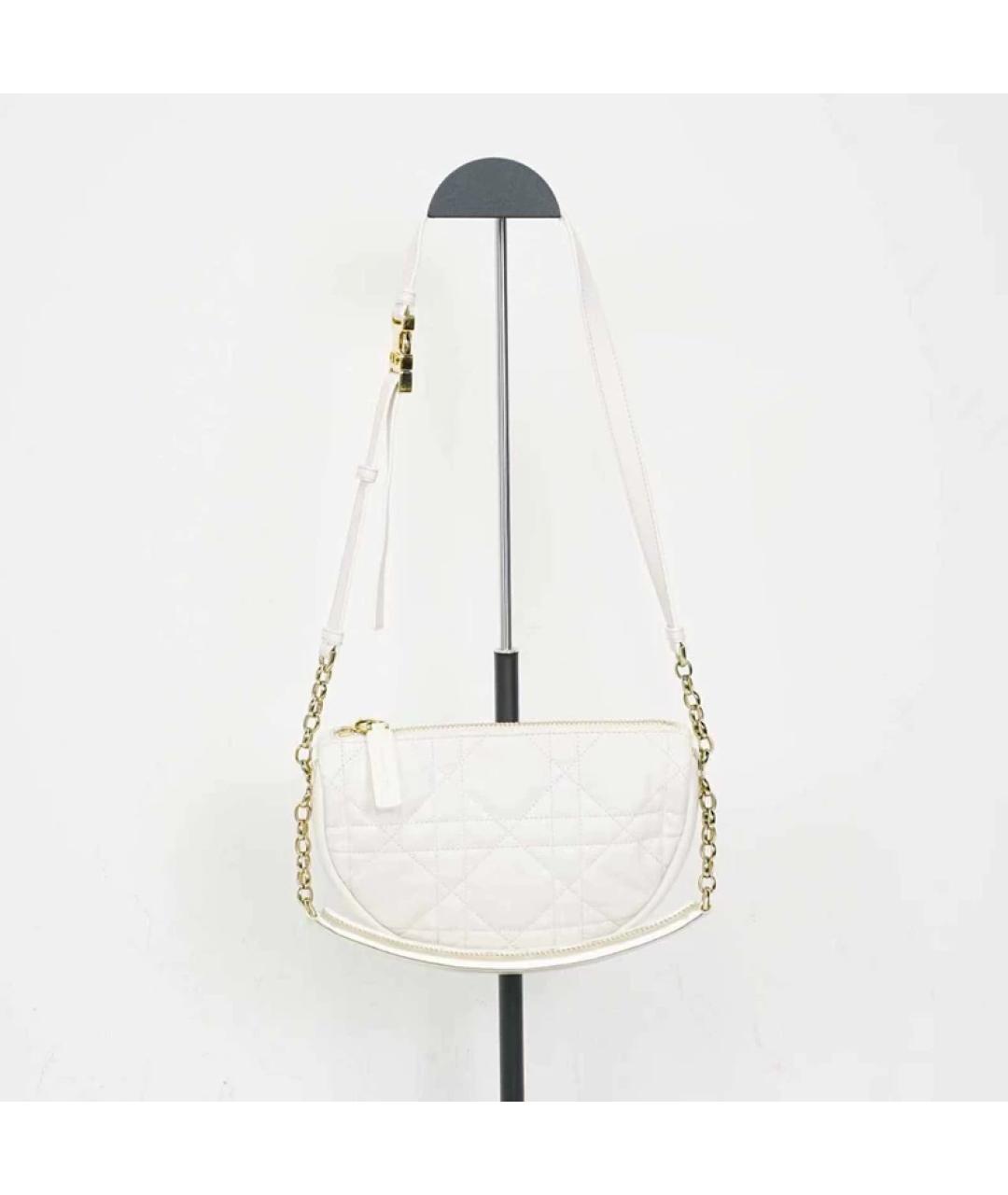 CHRISTIAN DIOR Белая кожаная сумка с короткими ручками, фото 6
