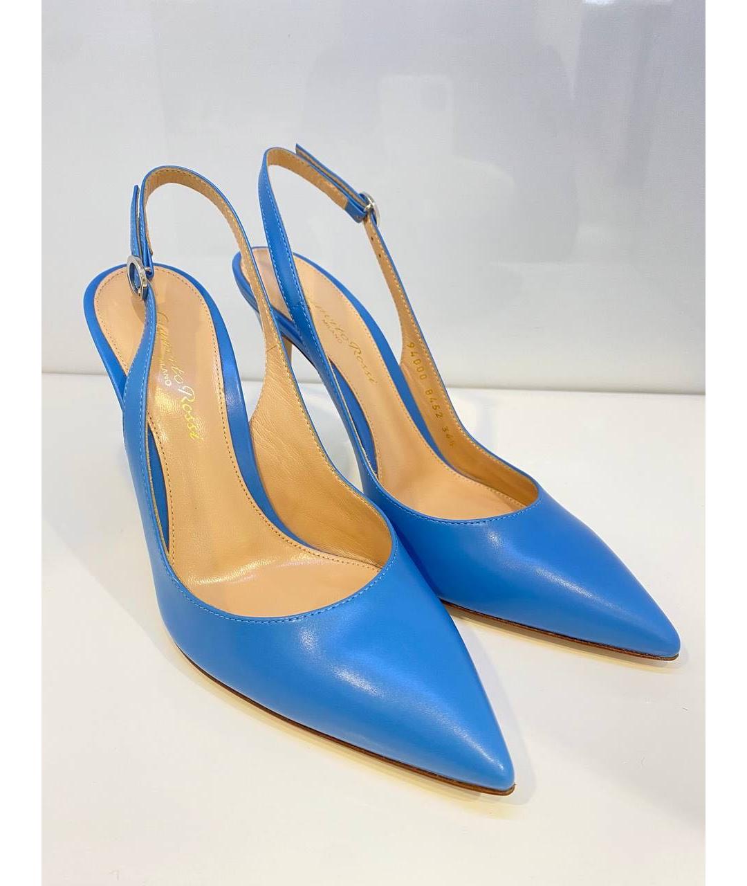 GIANVITO ROSSI Голубые кожаные туфли, фото 2