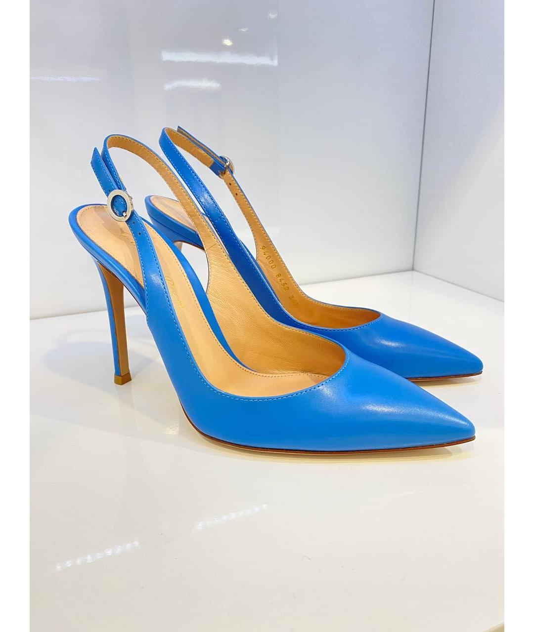 GIANVITO ROSSI Голубые кожаные туфли, фото 4