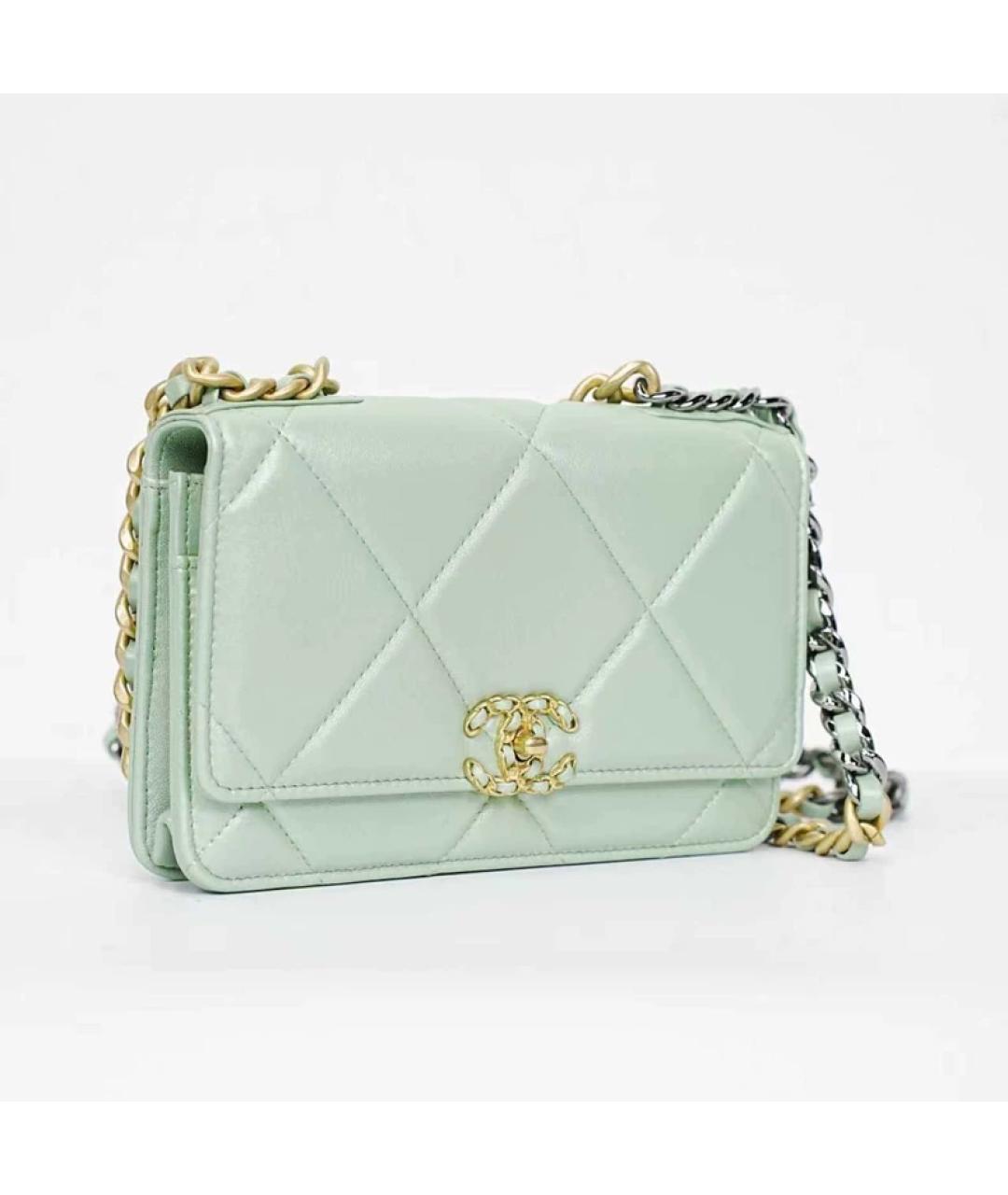 CHANEL Зеленая кожаная сумка с короткими ручками, фото 7